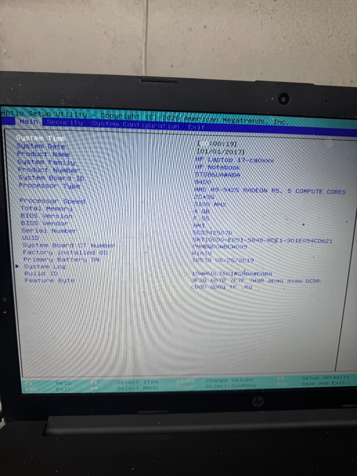 Hp 17-ca0020nr AMD A9-9425 4GB RAM Laptop For Parts/Repair #5817