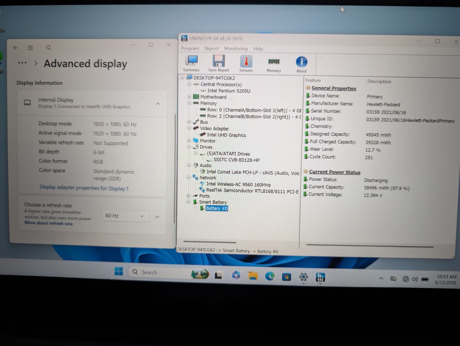 14″ HP ProBook MT22 | Pentium 5205U 8GB RAM 128GB SSD | FHD Backlit | Win 11 Pro