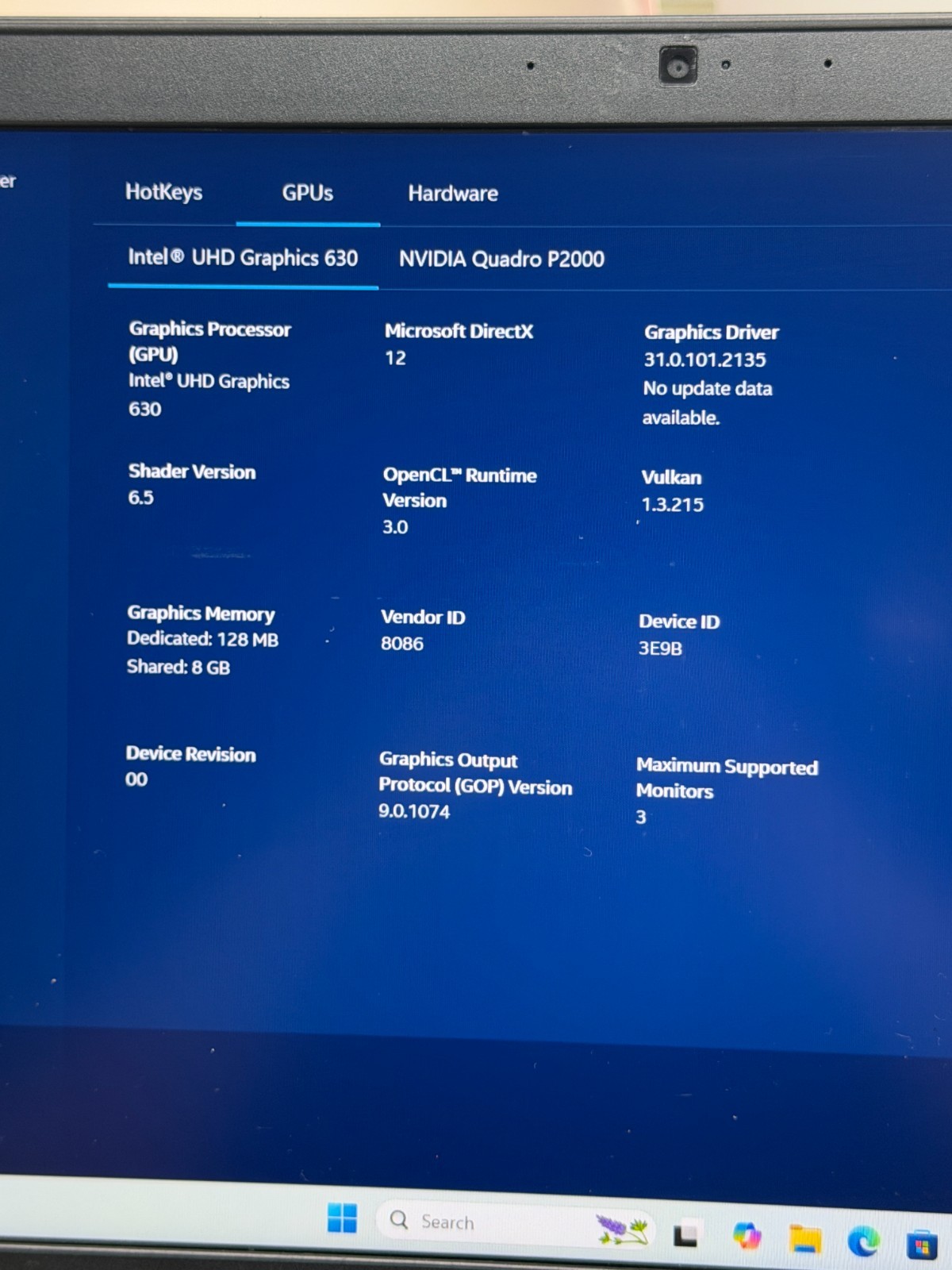 DELL PRECISION 7530 i7-8750H@2.20GHz 16GB 512GB NVMe W11H NVIDIA P2000 *READ