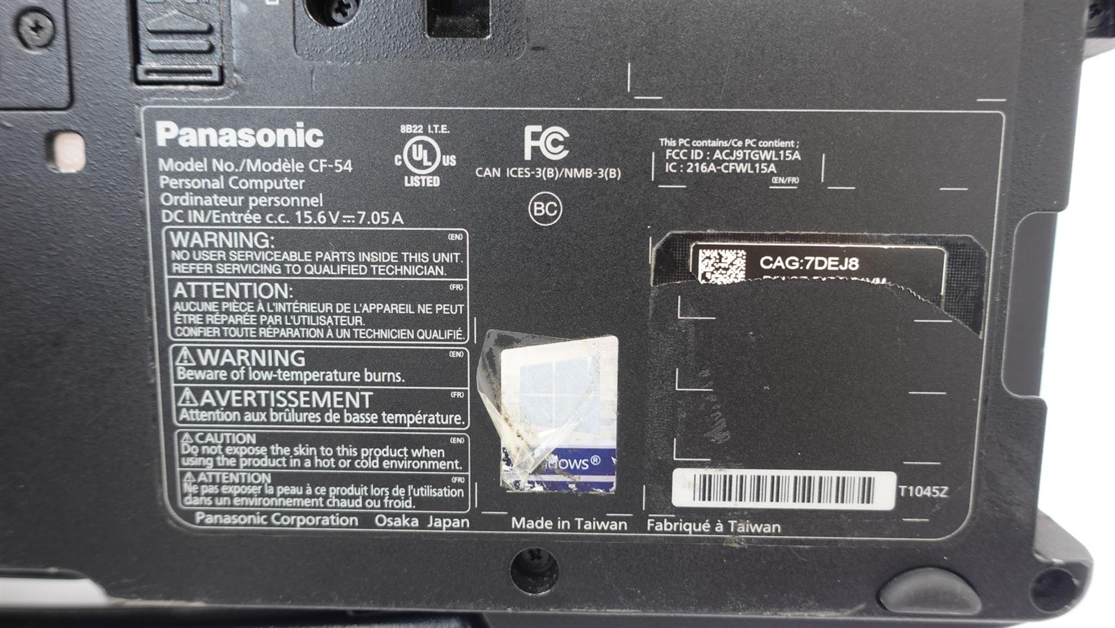 Panasonic Toughbook CF-54 Core i5-6300U 2.40GHz 8GB 256GB Non Touch