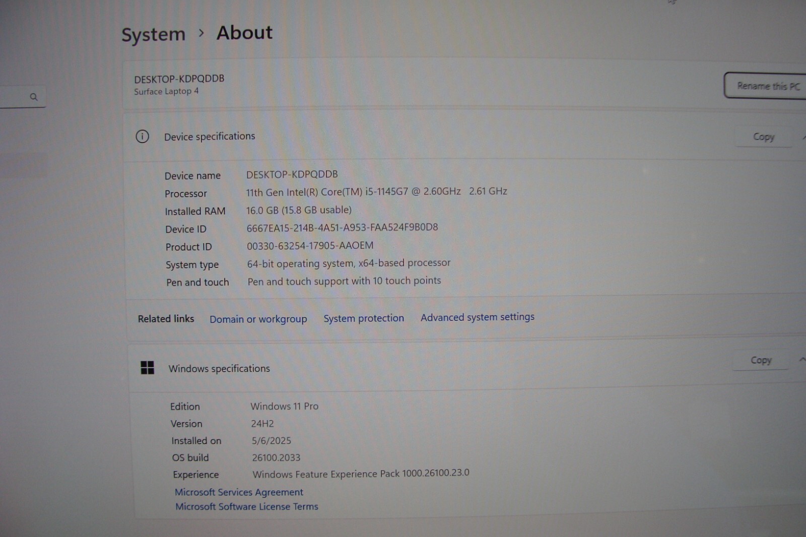Microsoft Surface Laptop 4 1951 13.5″TOUCH i5-1145G7 2.6GHz 16GB 256GB Win11Pro