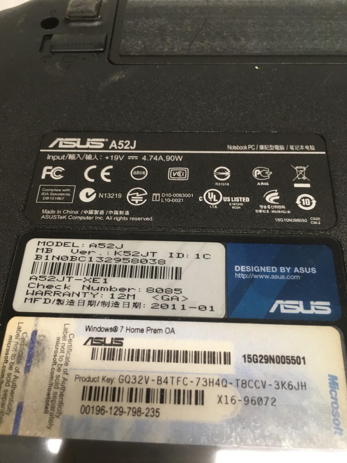 ASUS A52J 15″ (AS IS) Intel Pentium P6100 @ 2 GHz – JZ