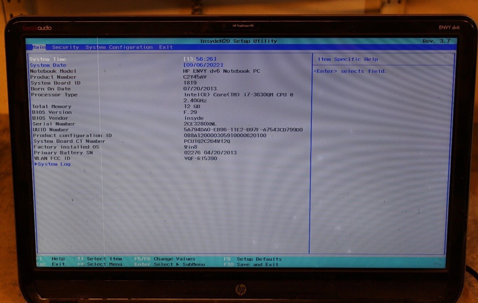 HP ENVY dv6 1TB HDD Win 10 12GB i7-3630QM@2.4GHz CPU 1 Row Bad Pixels