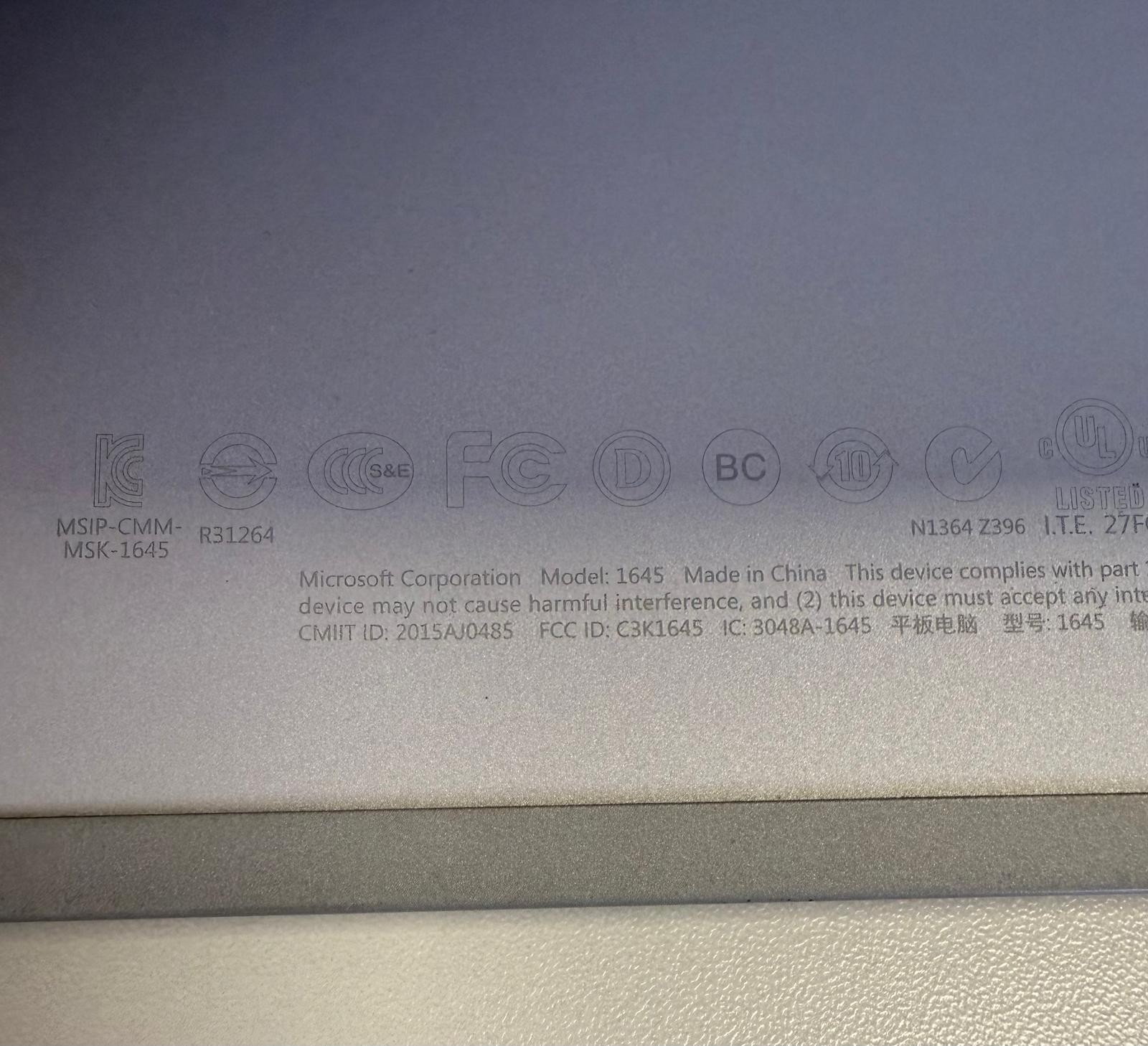 Microsoft Surface Pro 3 – 128GB – Model 1645 – Bad Charging Port –For Parts Only