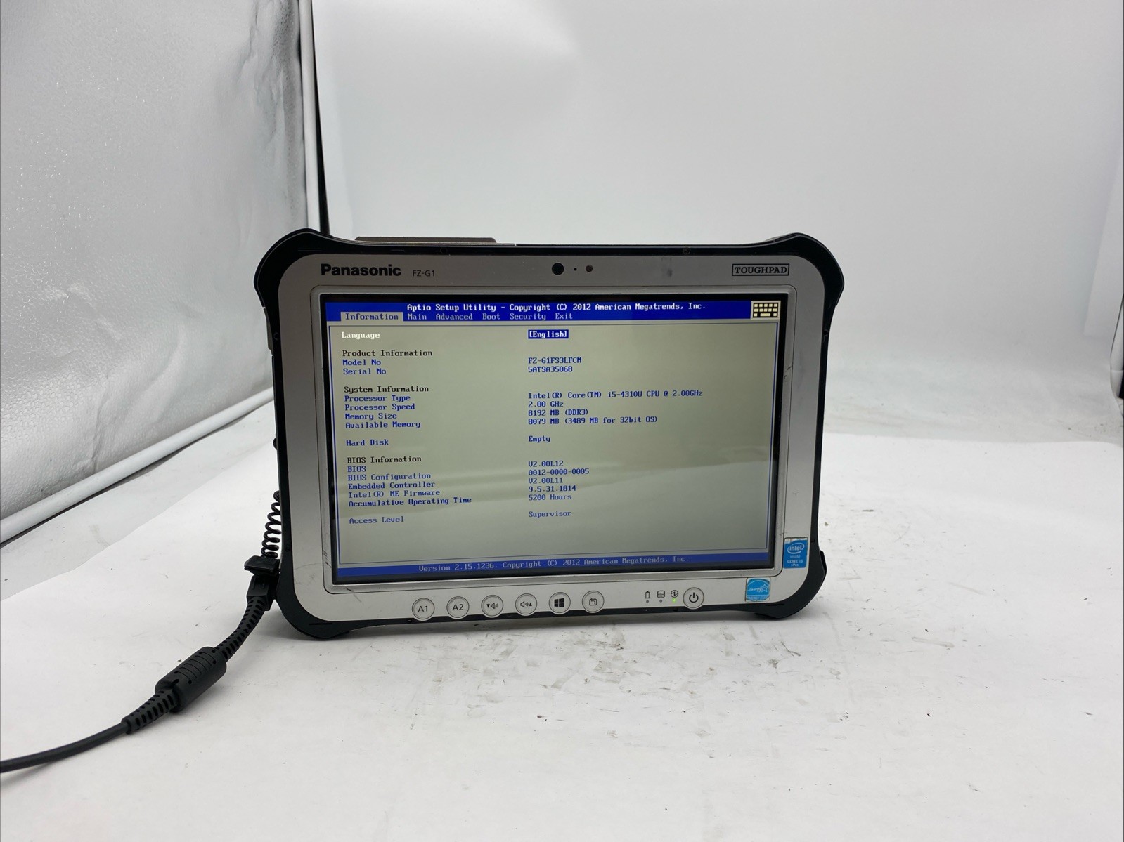 Panasonic Toughpad FZ-G1 Tablet Intel Core i5-4310U 8GB RAM NO SSD Touchscreen