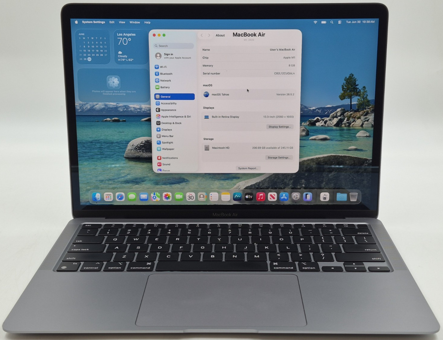 Apple MacBook Air 2020 M1 3.20GHz 8GB RAM 256GB NVMe SSD macOS Tahoe Laptop