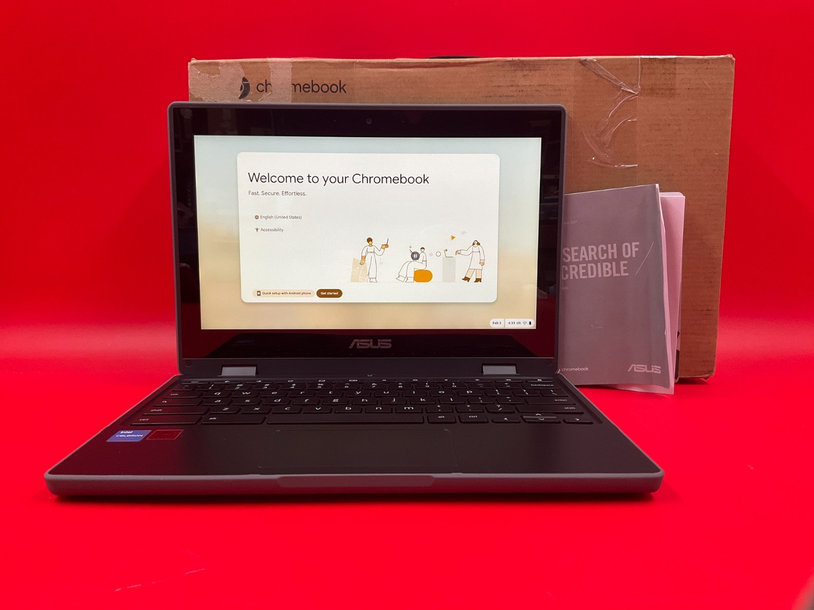 Asus Chromebook CR1 N5100 8GB 64GB BT WiFi6 11.6T CR1100FKA-YZ184T✨NEW OPEN BOX✨