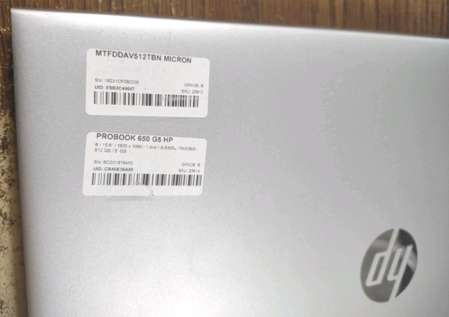 HP Probook 650 G5 LAPTOP 15.6 W/ i5-8365U 1.60GHz, 8GB, 512GB.