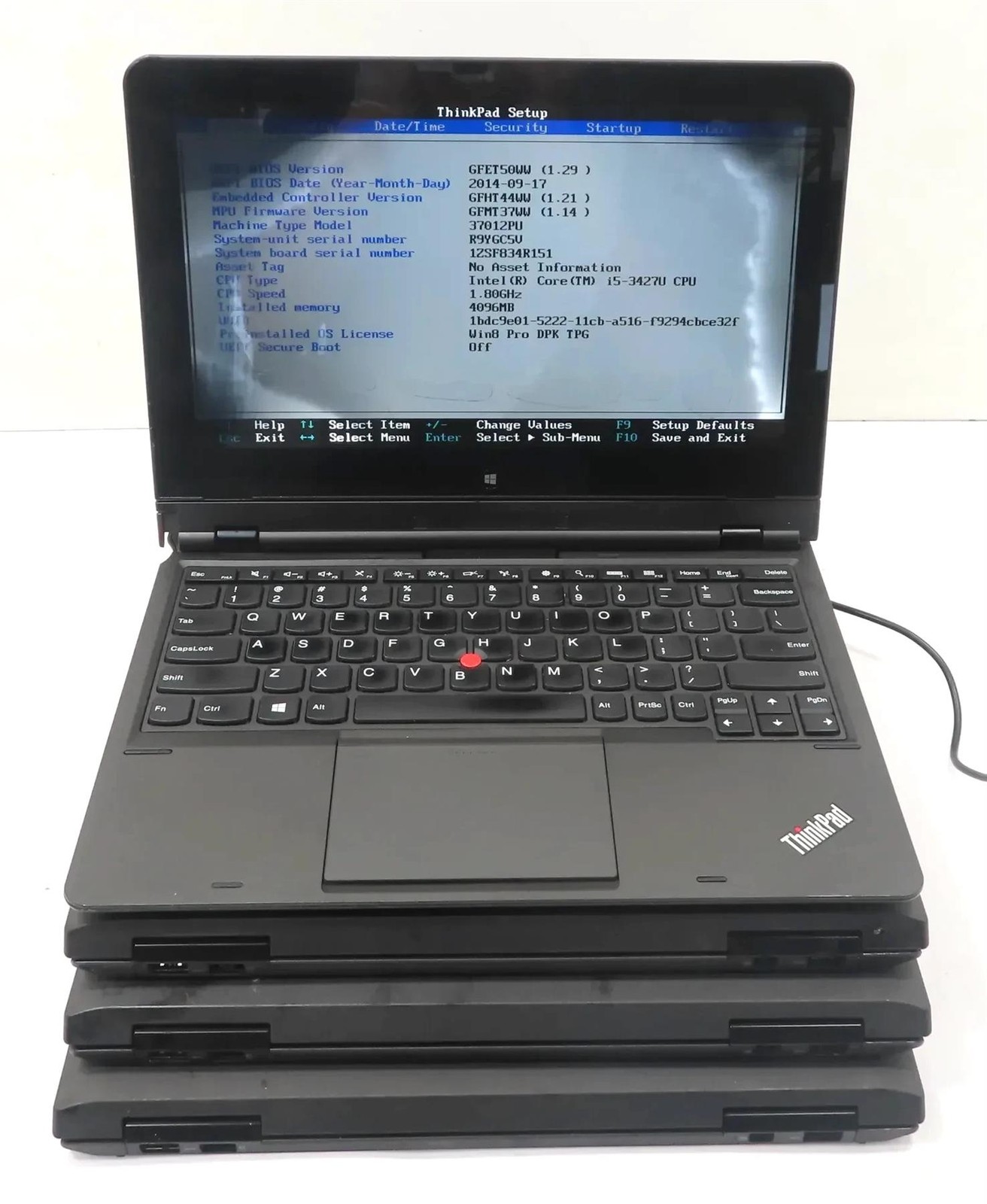 Lot of 4 Lenovo ThinkPad Helix 3698 4SU Core i5-3427U 1.8 GHZ 4GB 180 SSD