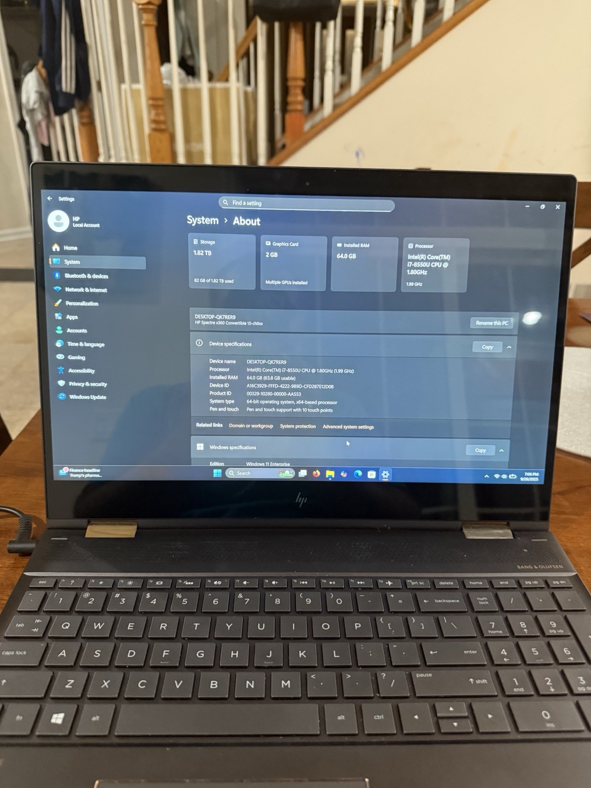 2019 Flagship HP Spectre X360 15.6″ 4K IPS 2-in-1 Touchscreen Laptop Windows 11