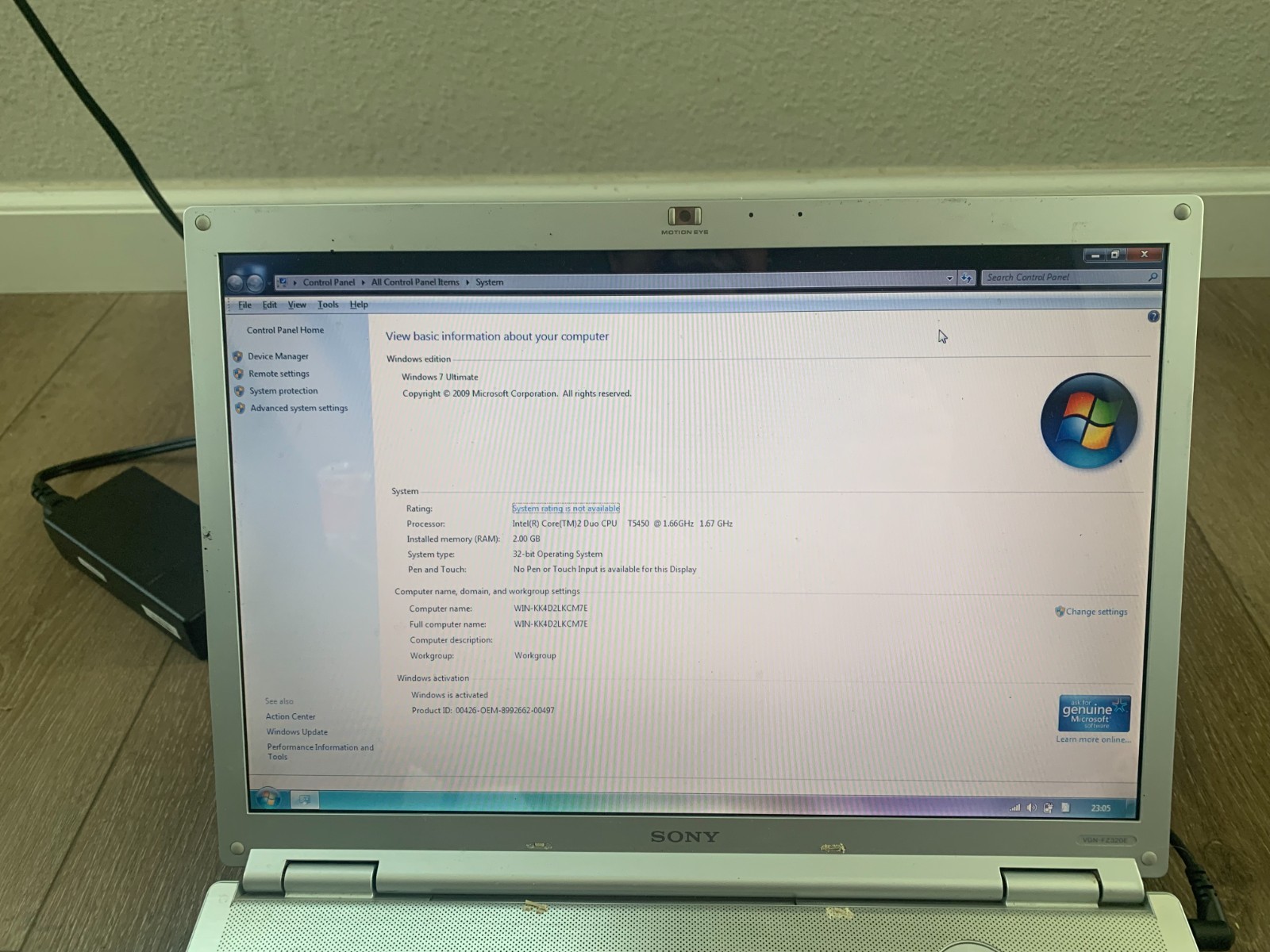 Sony PCG-3A4L VGN-FZ320E 15.4″ Intel Core 2 Duo T5450 166GHz 2GB Ram 120GB HDD