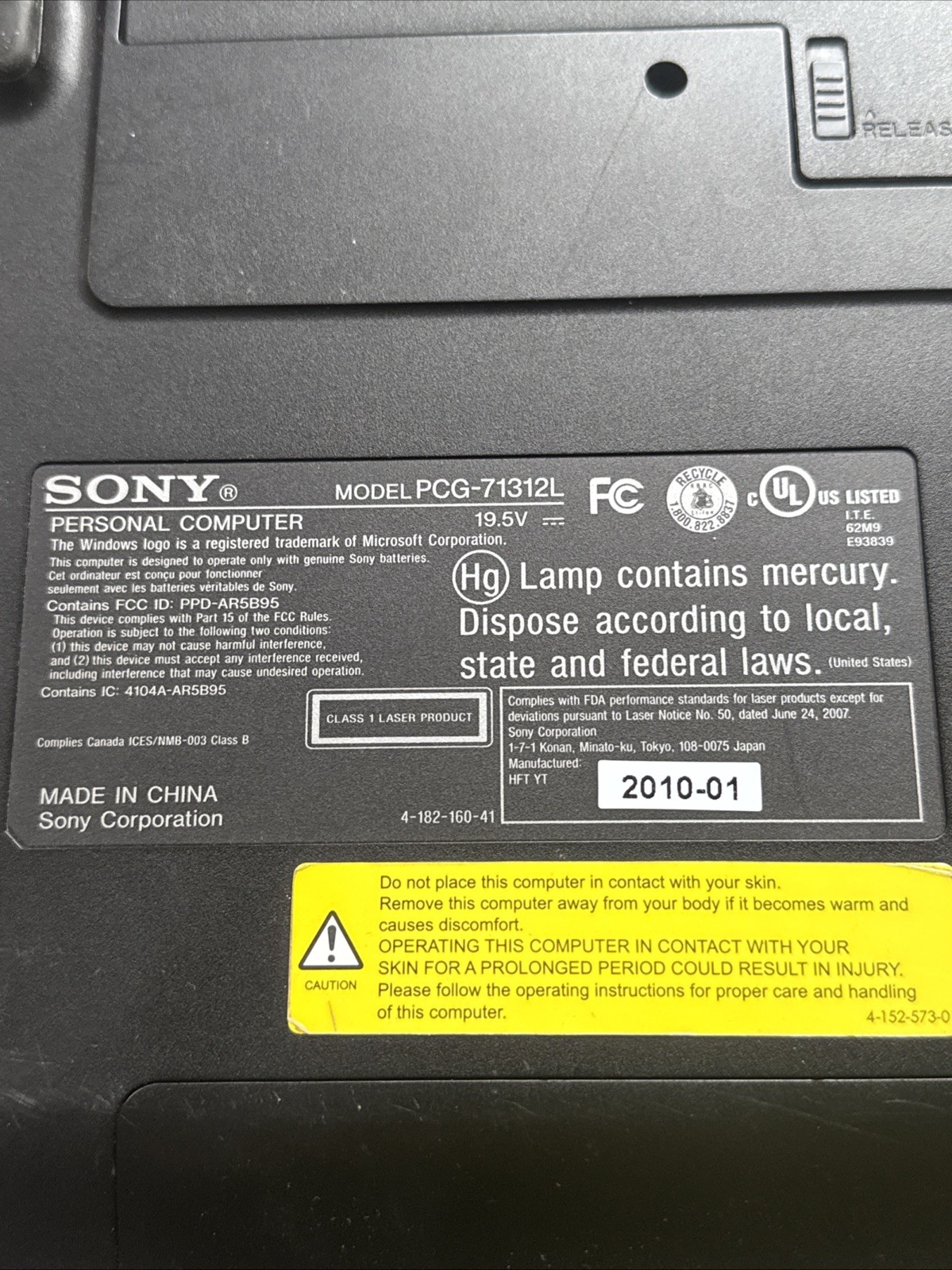 Sony VAIO PCG-71312L Retro Gaming Laptop i3-M330 2.13GHz 4GB RAM 1TB HD Win 10