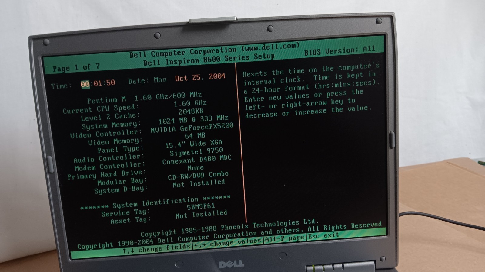 Dell Inspiron 8600 Laptop PM @ 1.60 GHz 1 GB DDR 15.4″ LCD Nvidia GeForce FX5200