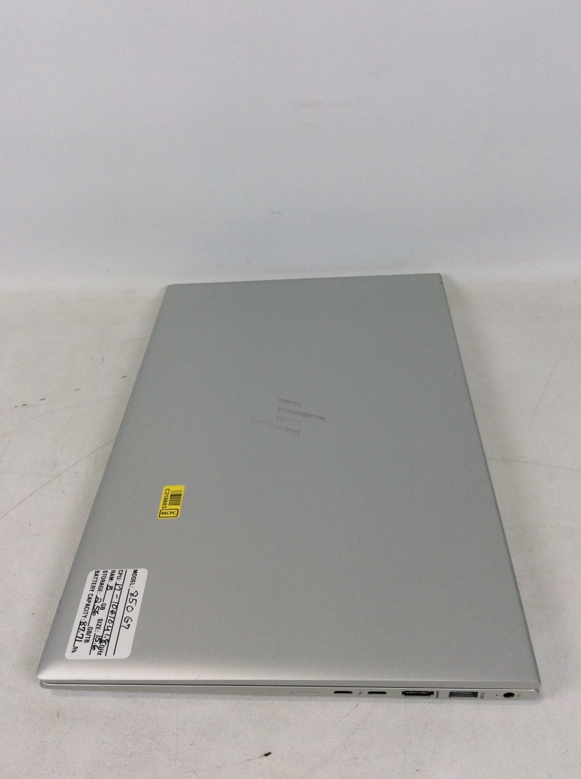 HP EliteBook 850 G7 I7-10610U 1.8GHZ 8GB RAM 256GB + Charger Battery Cap 87%
