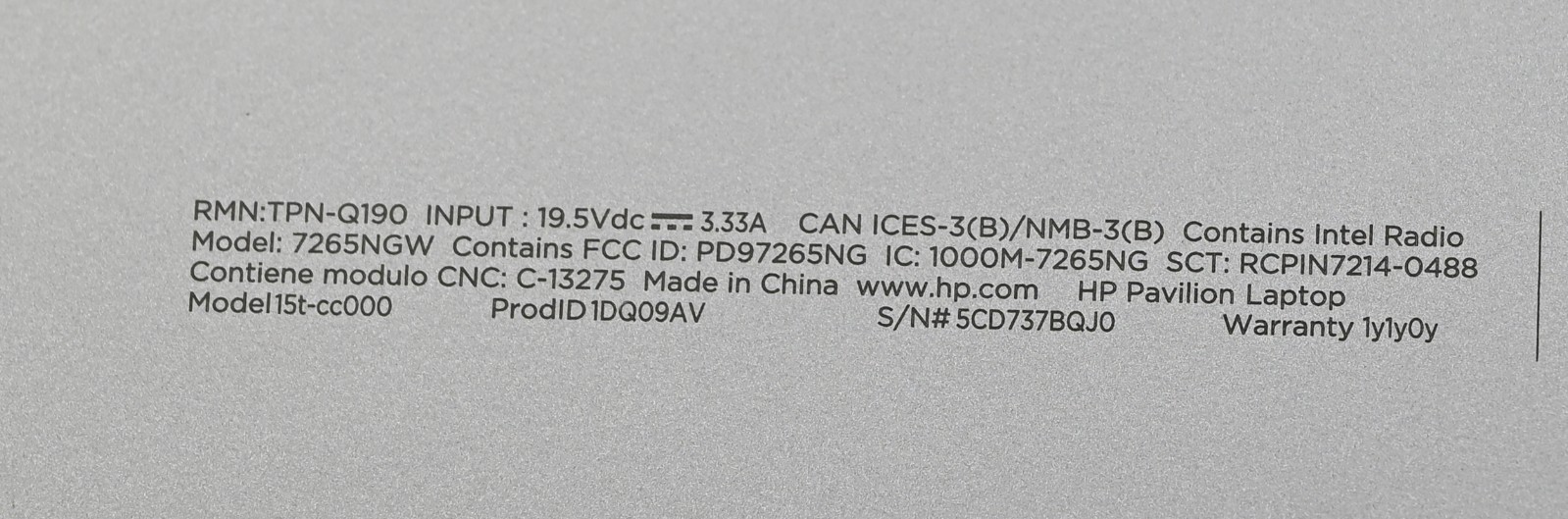 HP Pavillion Laptop 15-cc0xx i7-7500 2.7GHz 12GB RAM 256GB SSD Windows 11 Home
