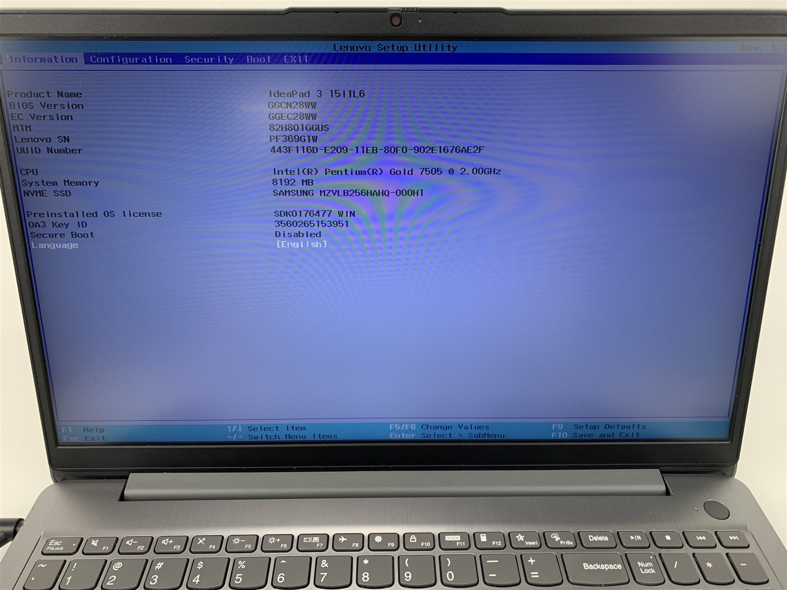Lenovo IdeaPad 3 15ITL6 Pentium 7505 2.00GHz 8GB RAM 128GB NVMe SSD Win11 Home