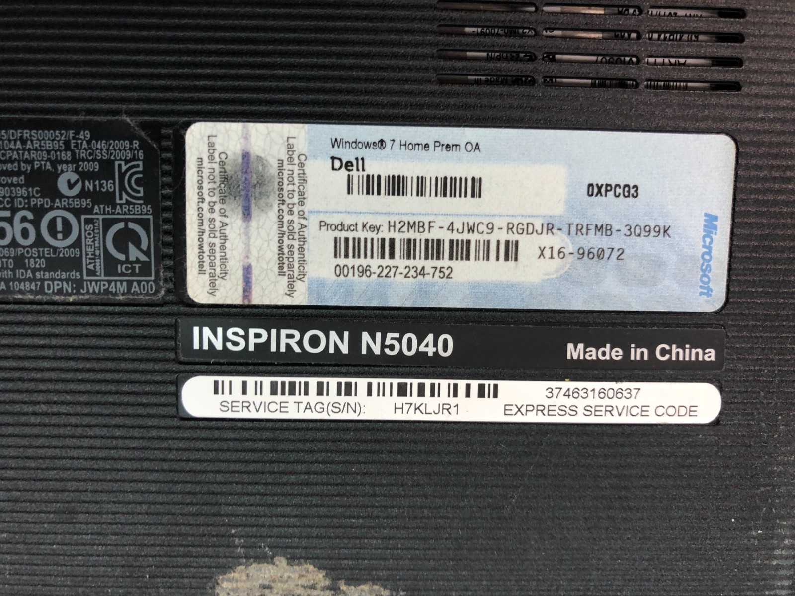 Dell inspiron N5040 Laptop i3 CPU 4Gb, No Hard drive