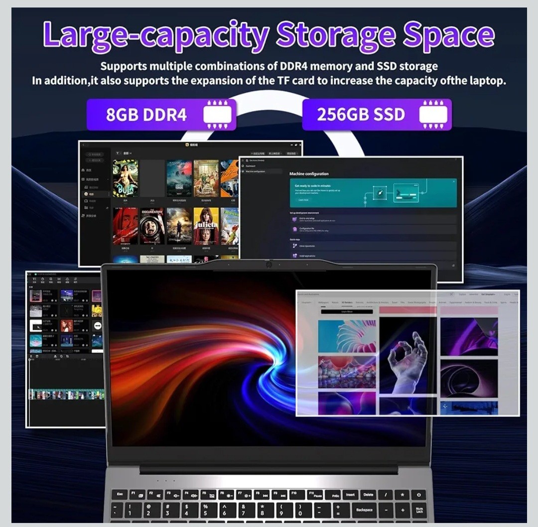 14.1in FHD IPS Laptop Intel Celeron N5095 8GB RAM 512GB SSD Wi-Fi BT