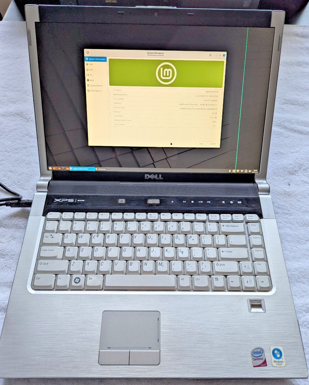 DELL XPS M1530 Laptop Intel(R) Core 2 Duo CPU, 4GB, SSD, Working