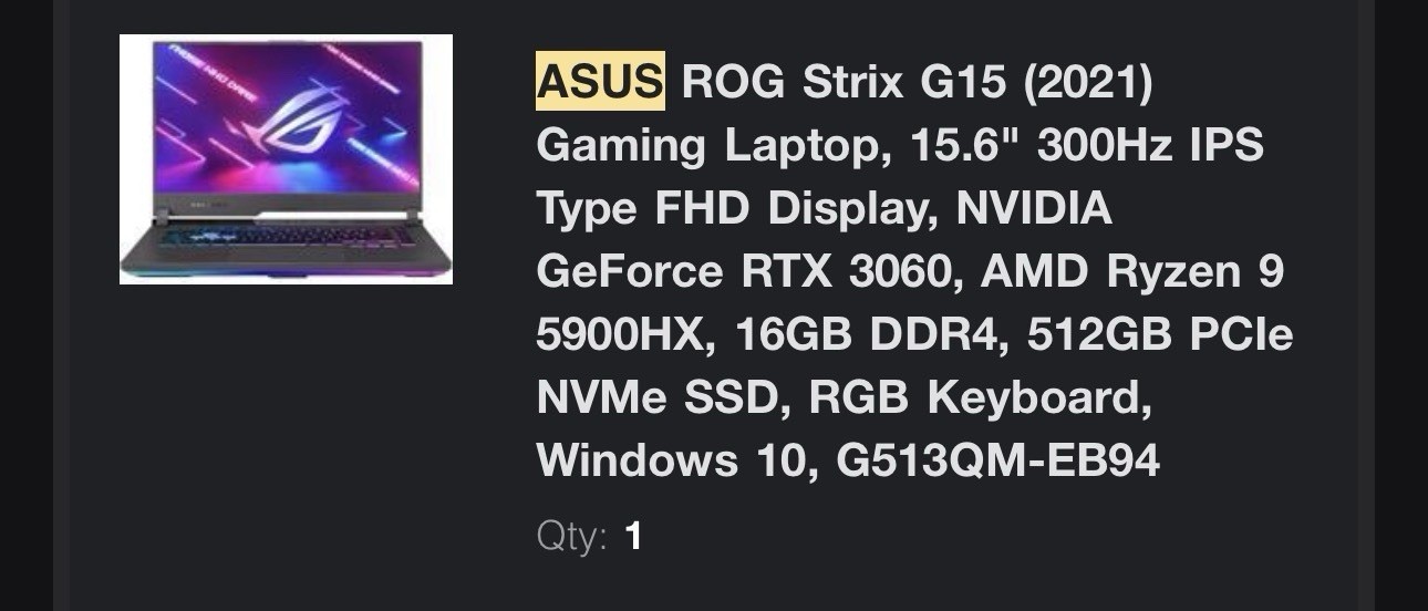 ASUS ROG Strix G15 Ryzen 7 4800H RTX 3050Ti 512GB/16GB RAM 15.6” Gaming Laptop