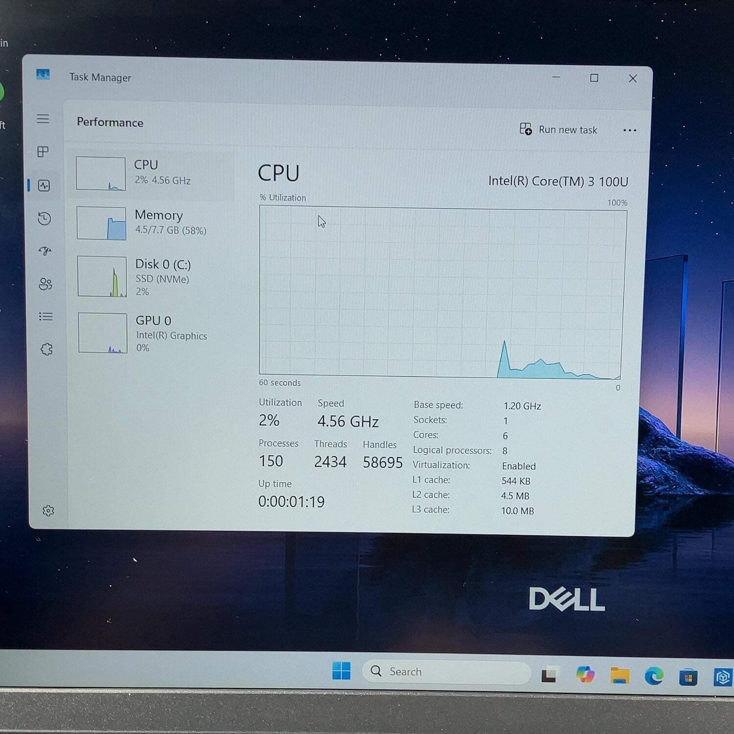Dell 15 DC15250 15.6″ Core 3 100U 1.2GHz 8GB RAM 512GB SSD