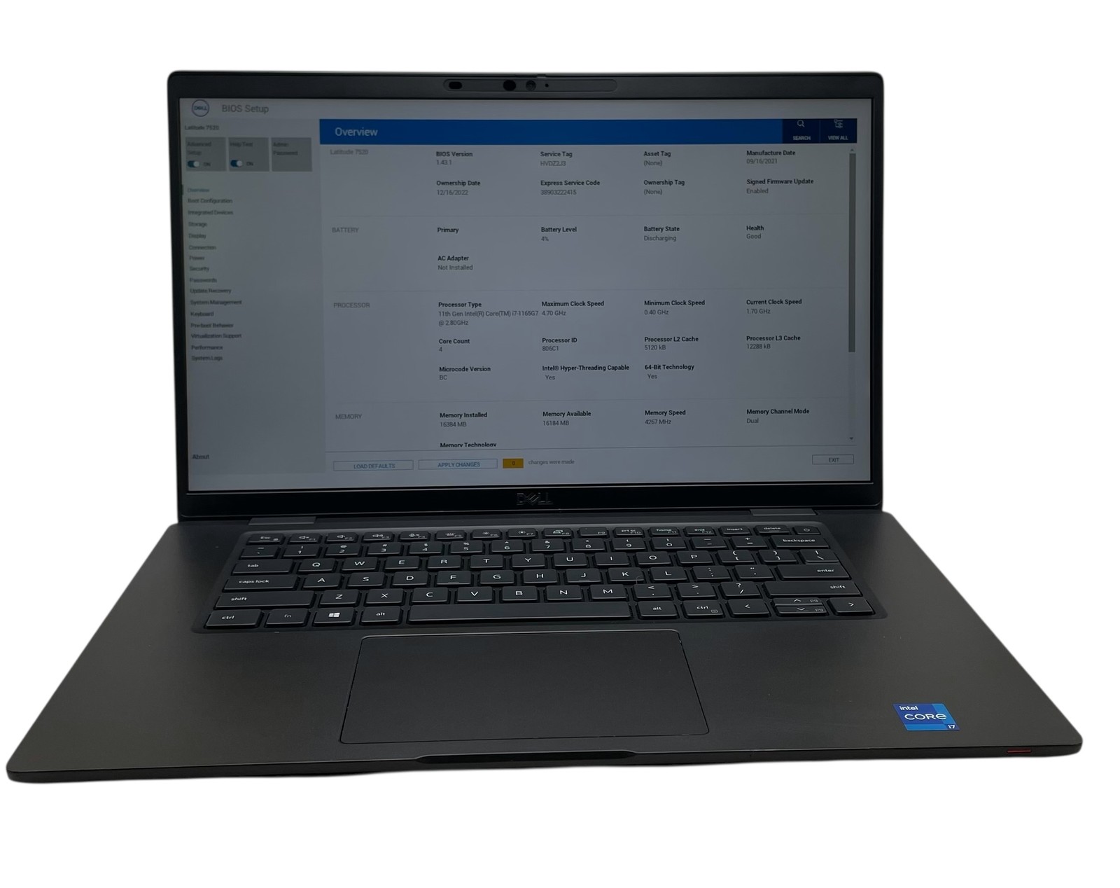 DELL LATITUDE 7520 15″ I7-1165G7 16GB RAM 256GB SSD – Grade D