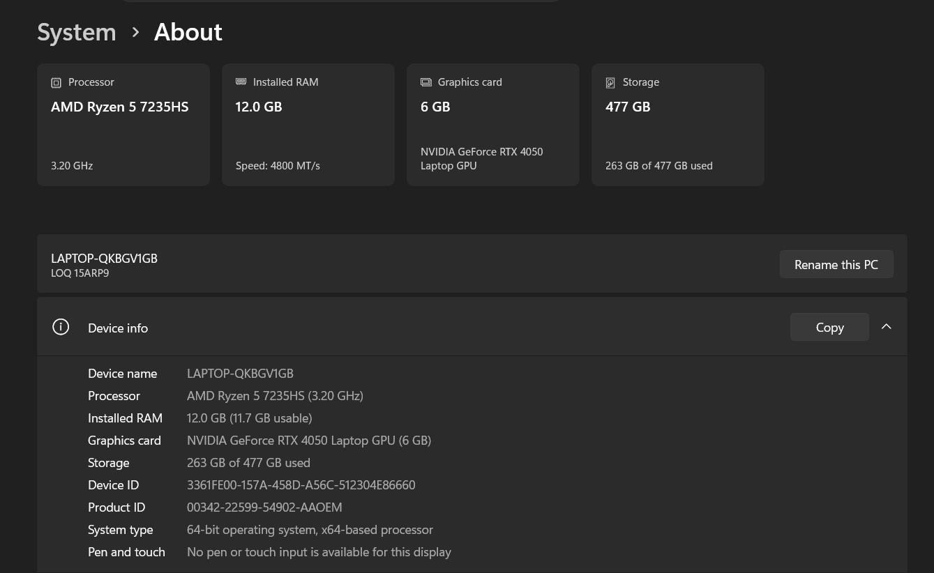 Lenovo- LOQ Gaming Laptop- Ryzen 5 7235HS- 12GB Memory- RTX 4050 – 512GB SSD