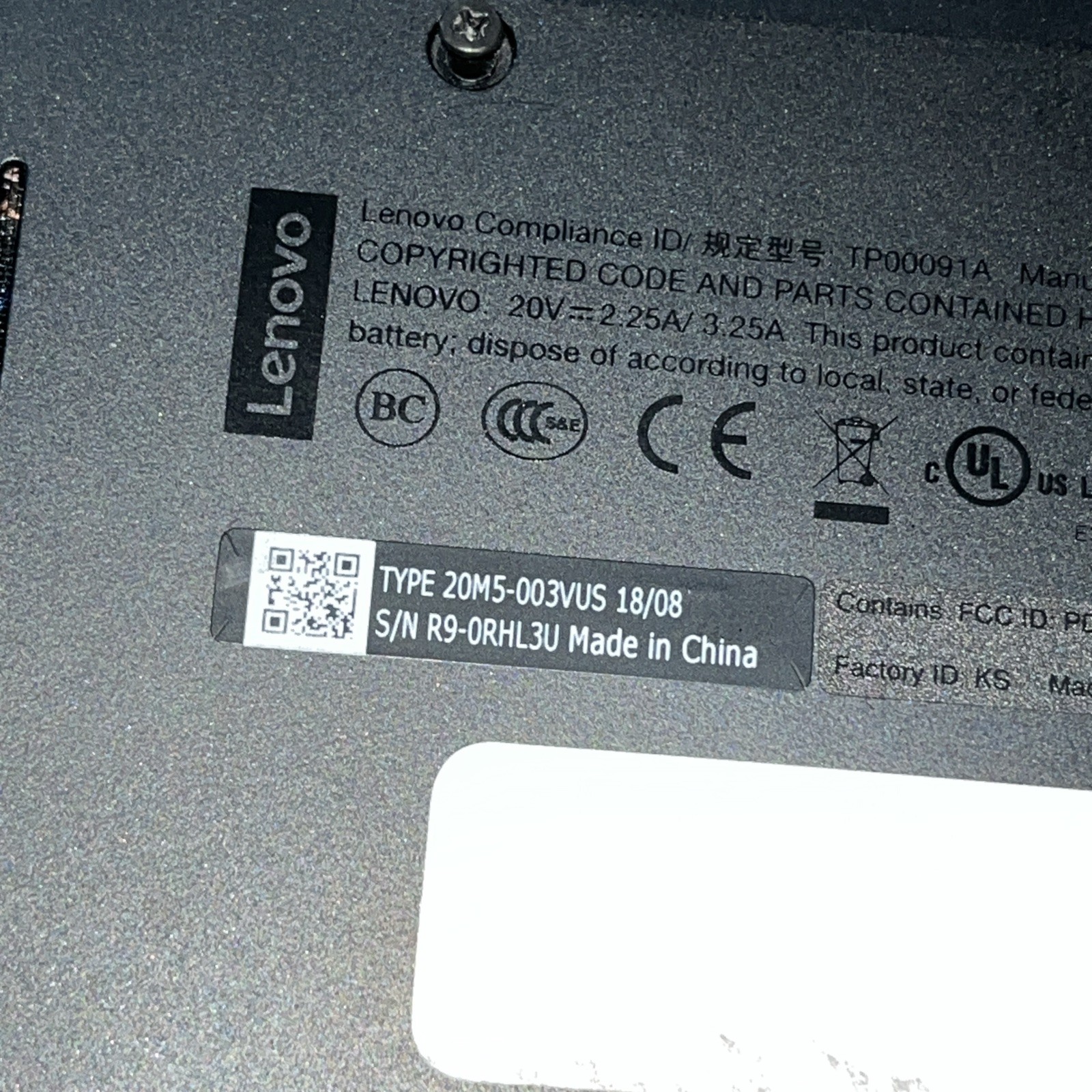LENOVO THINKPAD L380 INTEL CORE I3-8130U 2.20GHZ 8GB RAM NO HD
