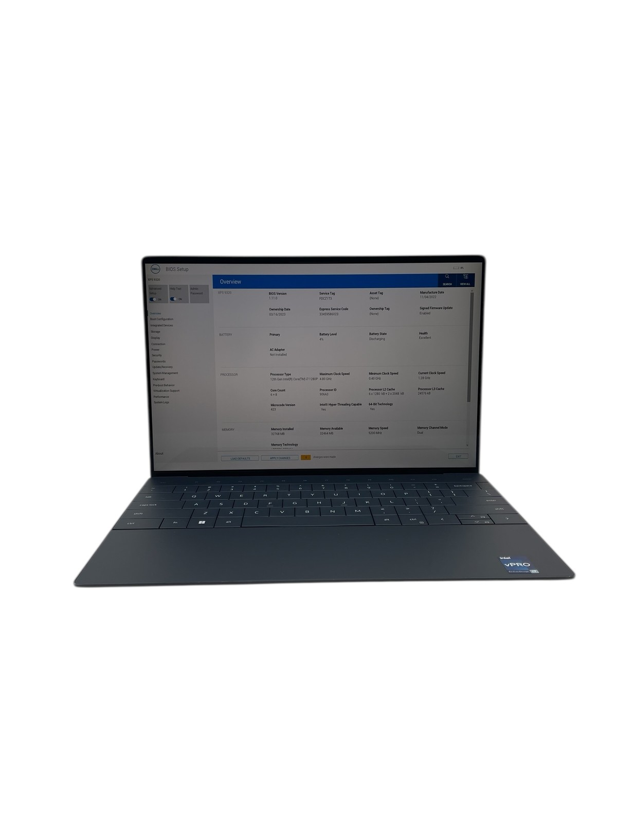 Dell XPS 9320 i7-1280P 13″ 32GB RAM 512GB SSD – Grade D