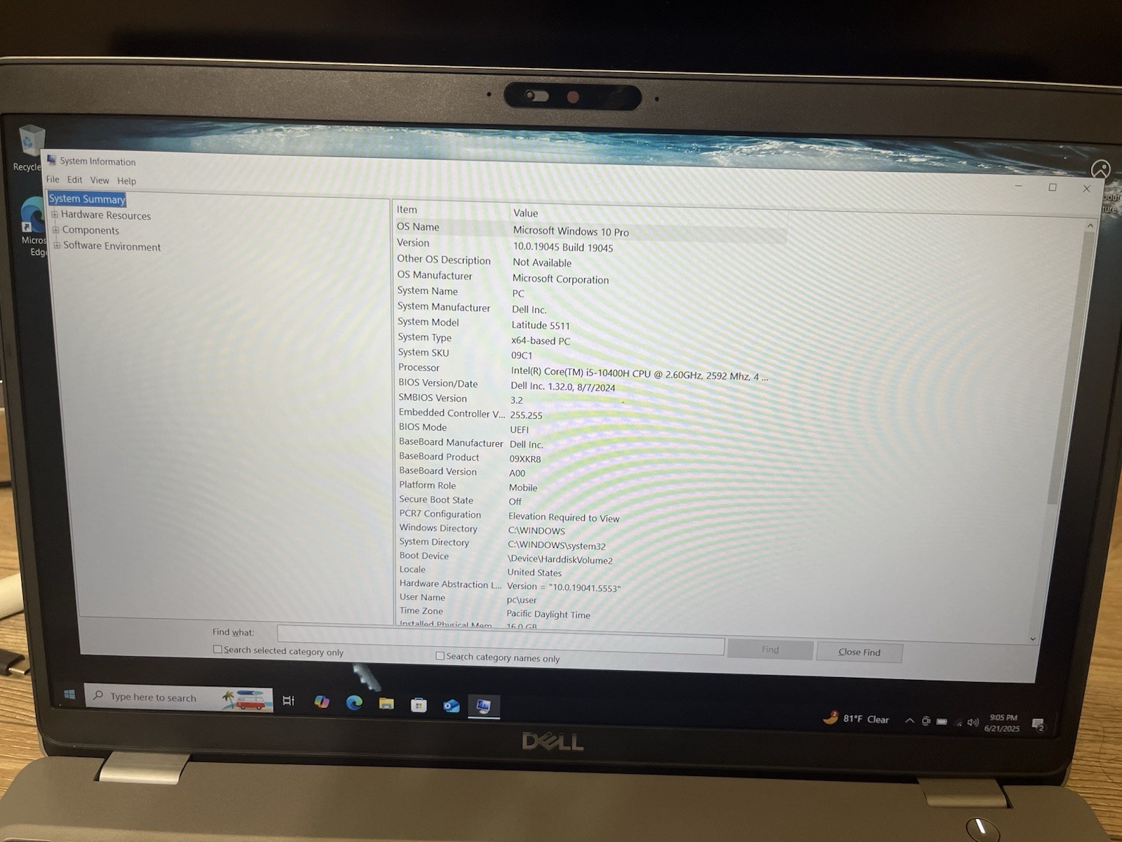 Dell Latitude 5511 15.6″ 2020 i5-10300H 16GB DDR4 256GB SSD Silver Win 10/11 pro