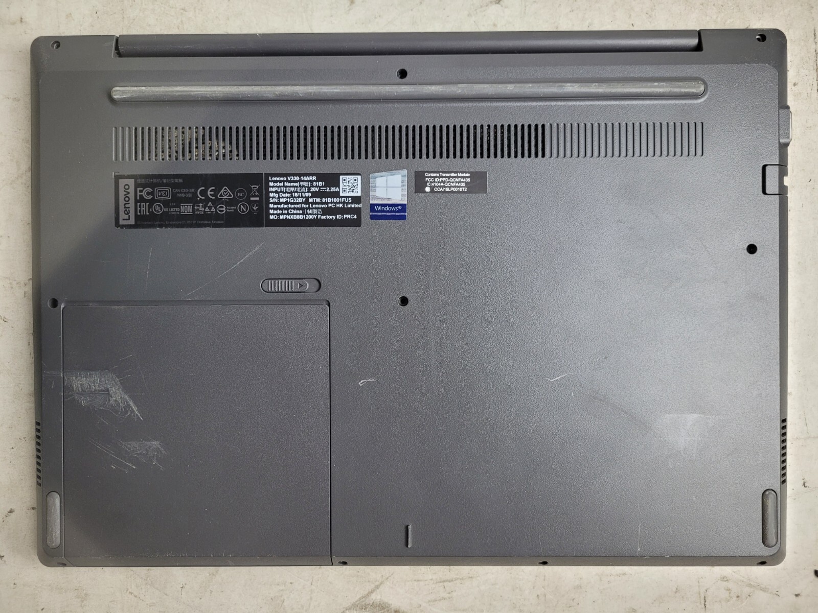 Lenovo V330-14ARR w/AMD Ryzen 3 2200U, 4GB RAM, 14″ Laptop for Parts #1411