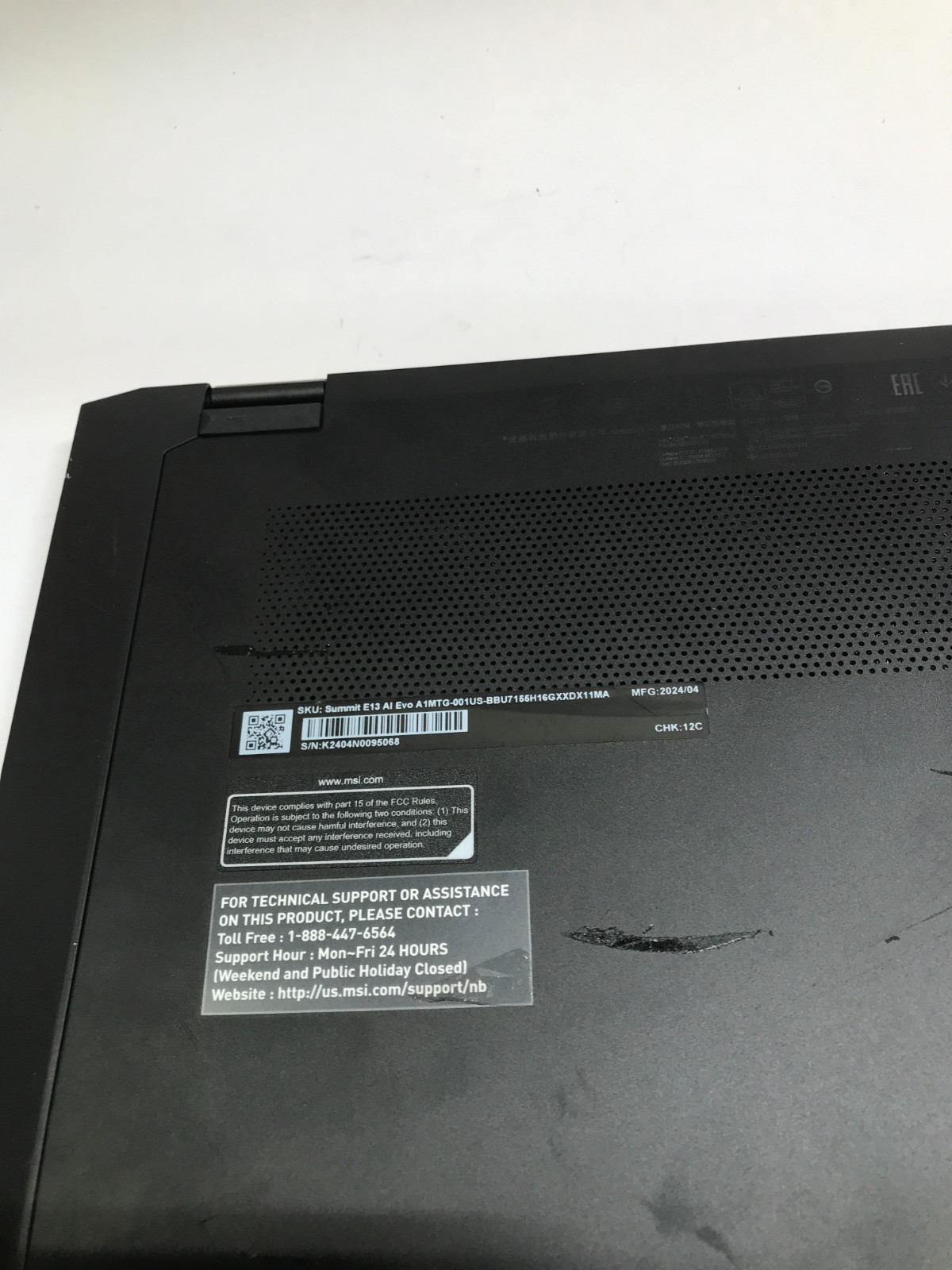 MSI Summit AI Evo 13″ Intel Ultra 7 155H 16GB RAM 128GB SSD Windows 11 NO CHRGER