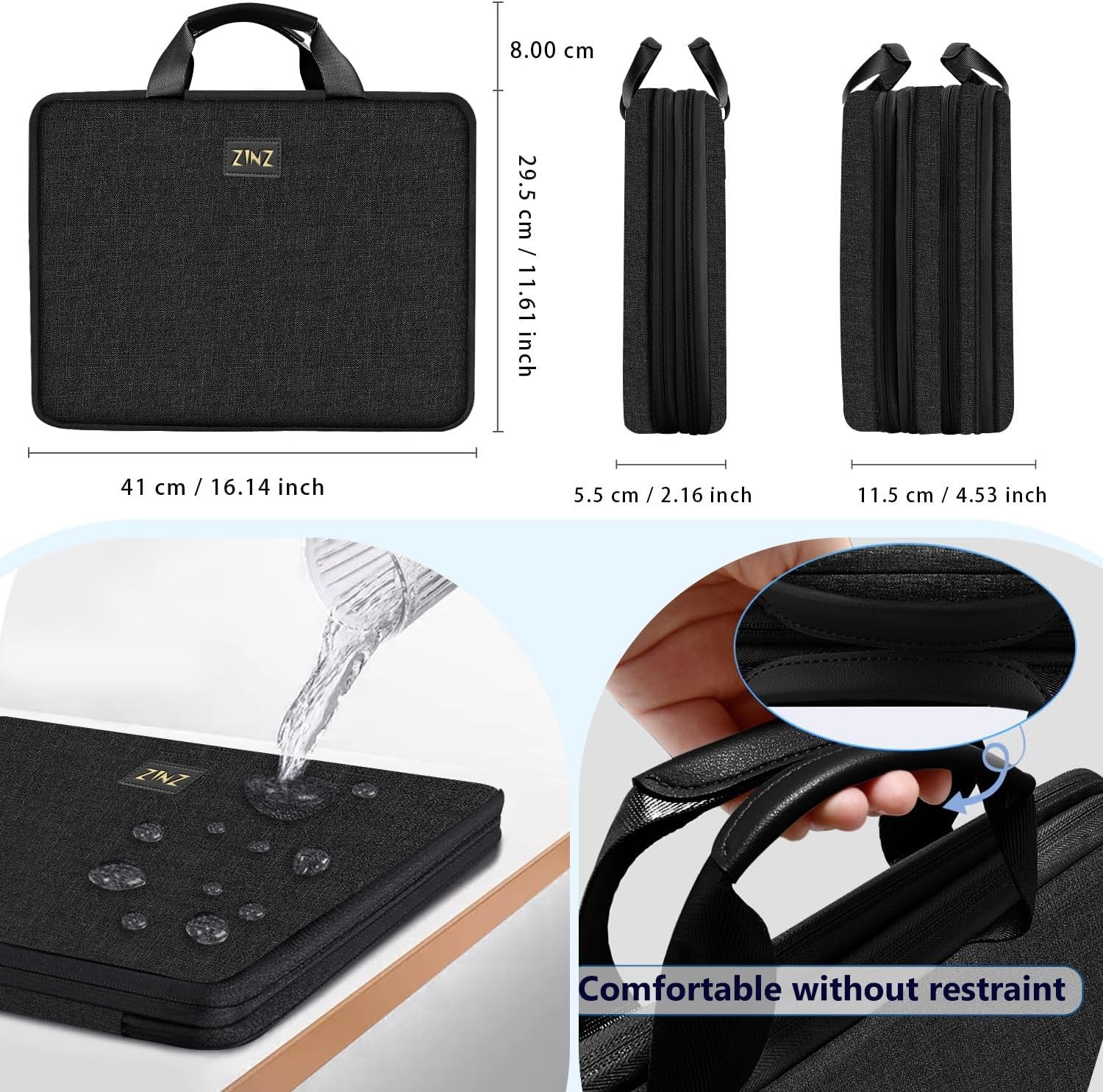 Expandable Multi-Pocket Sleeve Hand Bag for 15 15.6 16 Inch Laptops