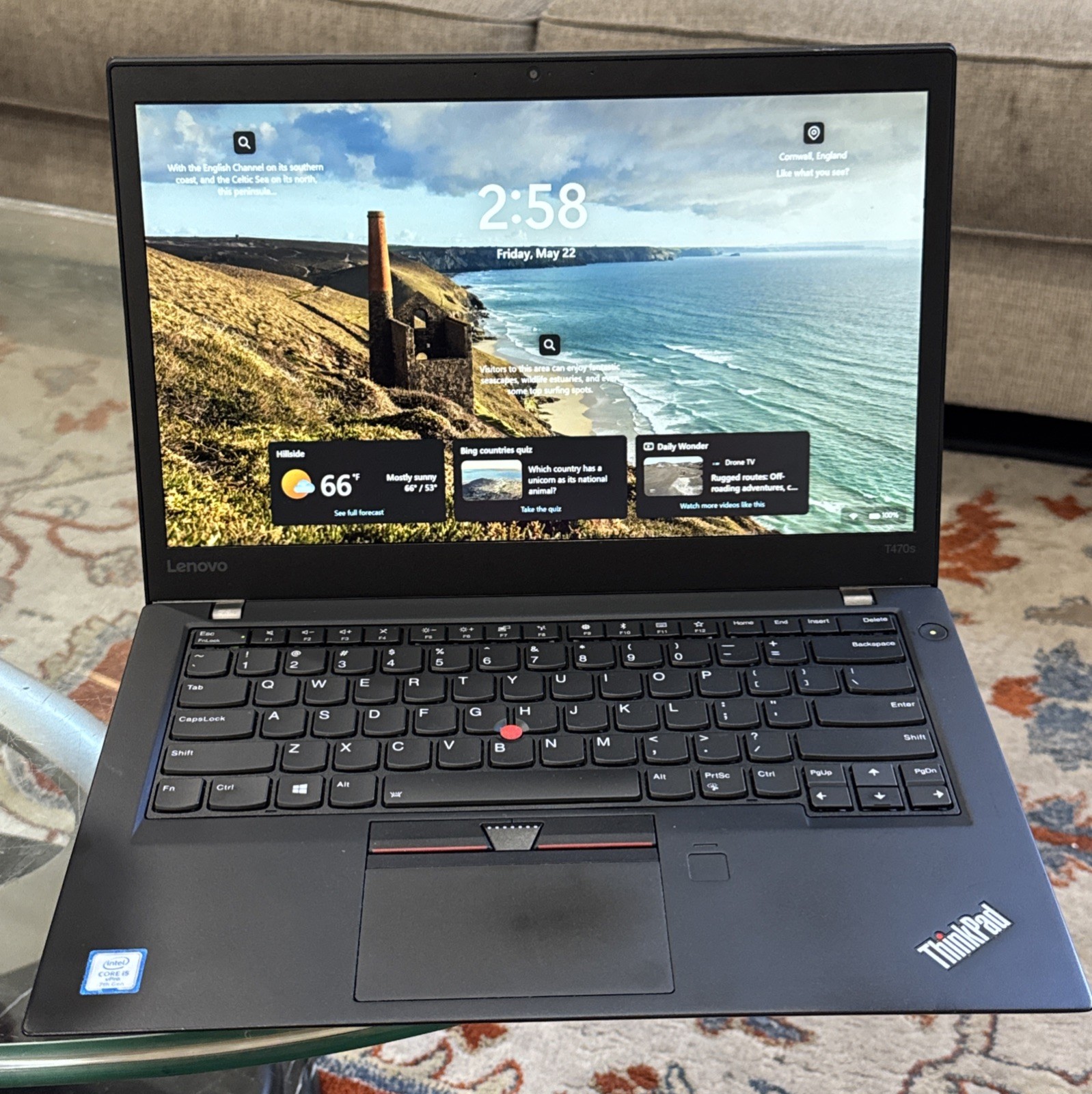 Lenovo ThinkPad T470s 14″ Intel i5-7300U 8GB Ram 180GB SSD Win 10 Pro w/Office