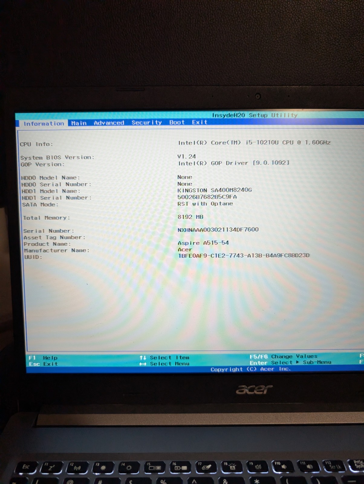 Acer Aspire 5 A515-54 – Intel Core i5 10210u – 256GB SSD – 8GB RAM – 1080p