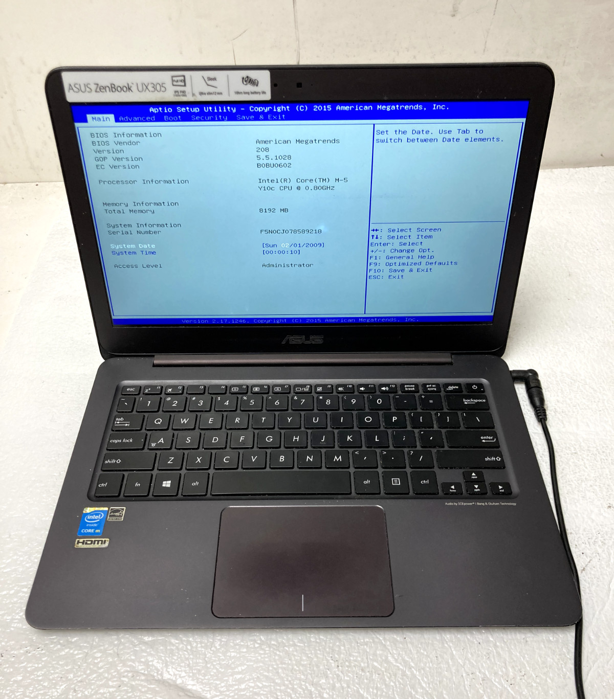 ASUS ZenBook UX305F 13.3″ Intel M-5Y10C@0.80GHz 8GB RAM NO SSD Parts *READ