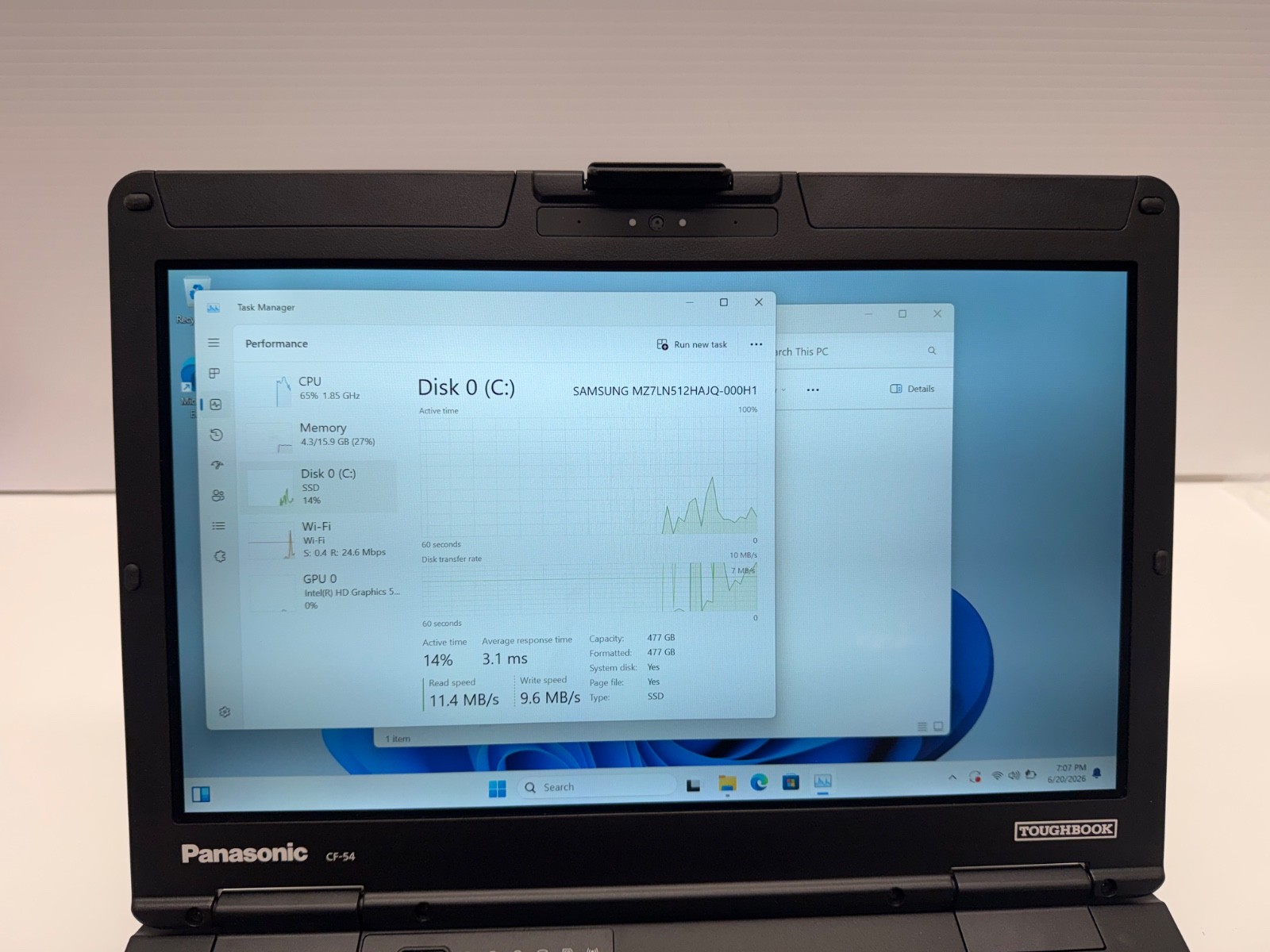 Panasonic ToughBook CF-54-Touch i5-6th 16 GB RAM 512 GB SSD – 10 Hours Only