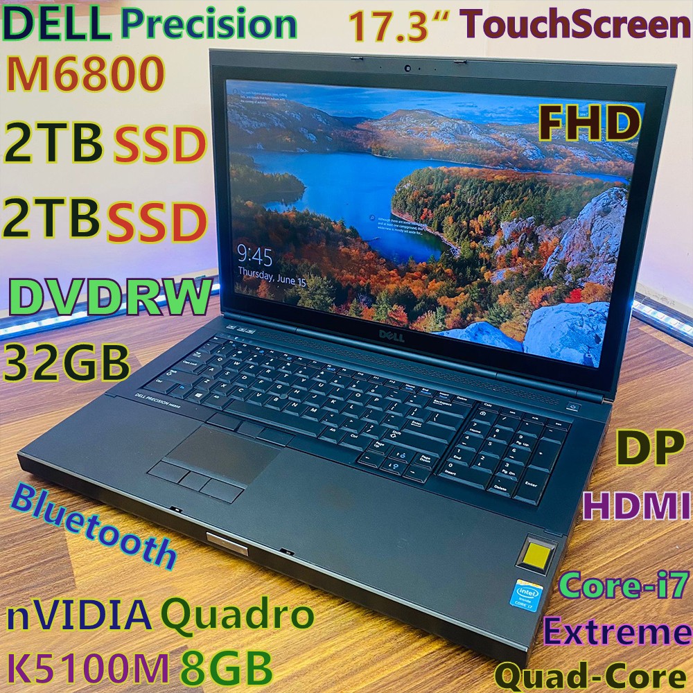 Workstation 17.3″ (Touch) DELL M6800 i7-EXTREME 4TB SSD DVDRW 32GB K5100M-8GB