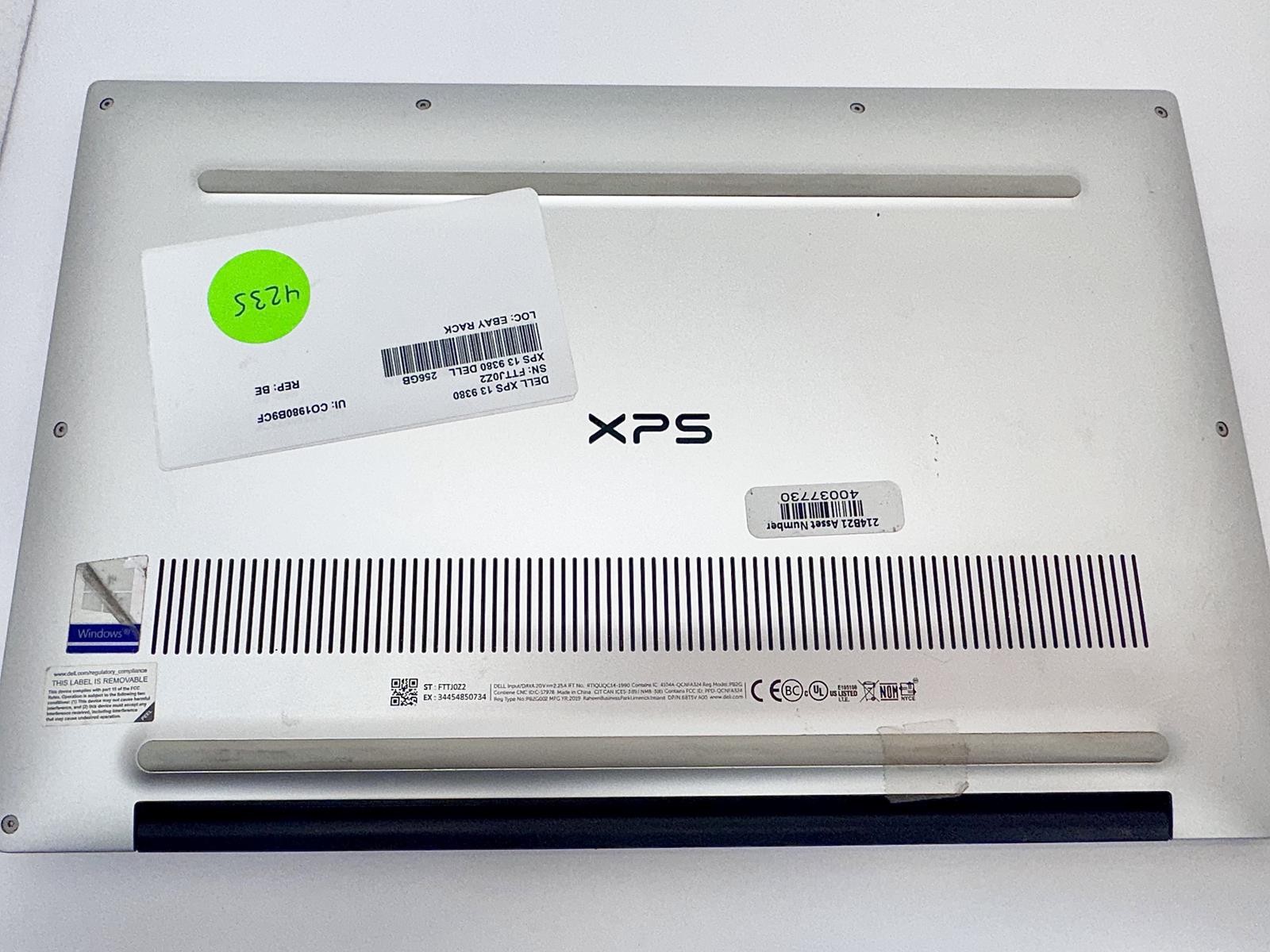 Dell XPS 13 9380, Intel Core i5-8265U CPU @ 1.60GHz, 8GB RAM, 256GB NVMe