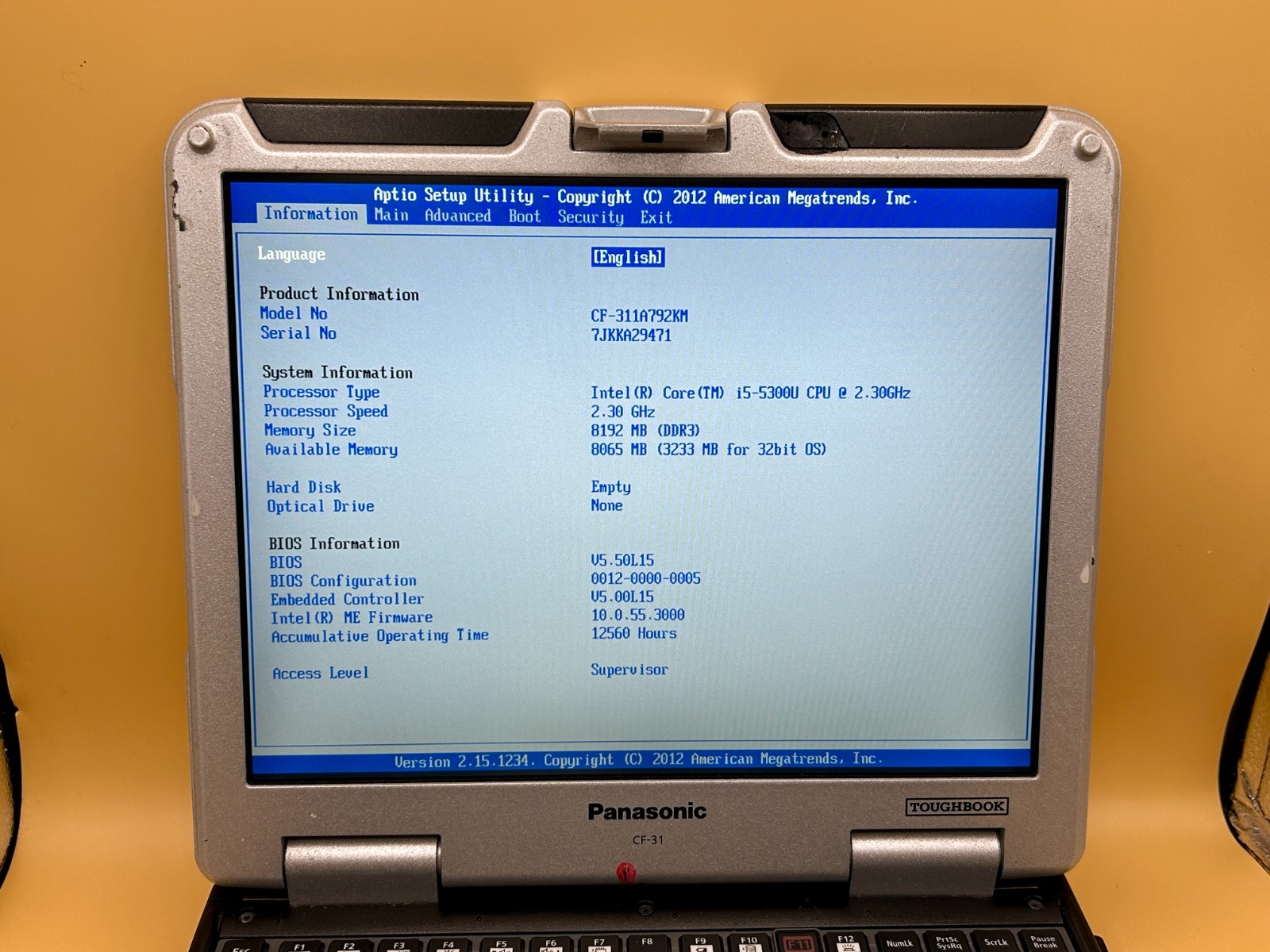 Panasonic Toughbook CF-31 MK5 Laptop i5-5300U 2.30GHz 8GB RAM Without Storage