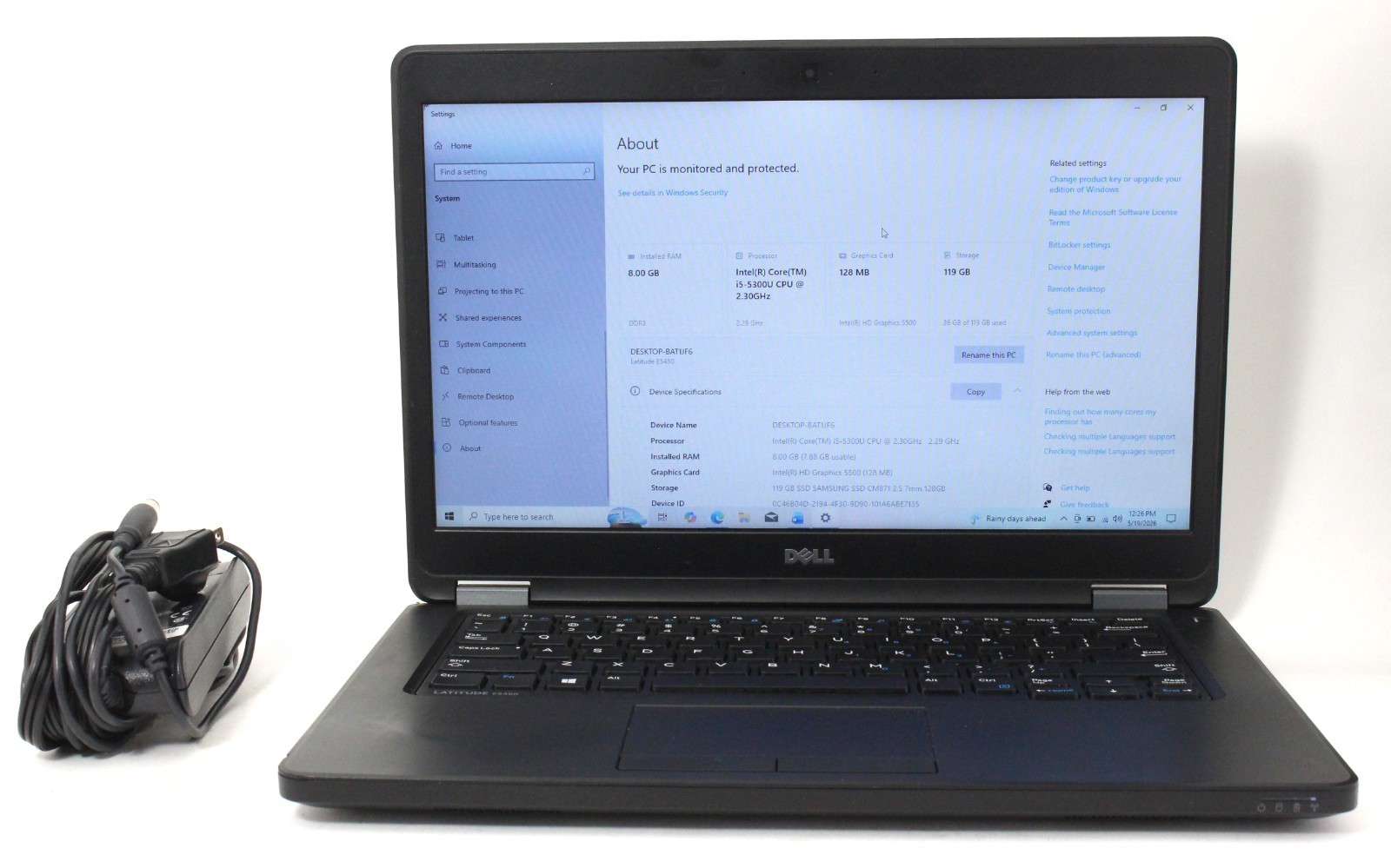 Dell Latitude E5450 14″ 128GB SSD 8GB RAM 2.3GHz i5-5300U Laptop; 6176013