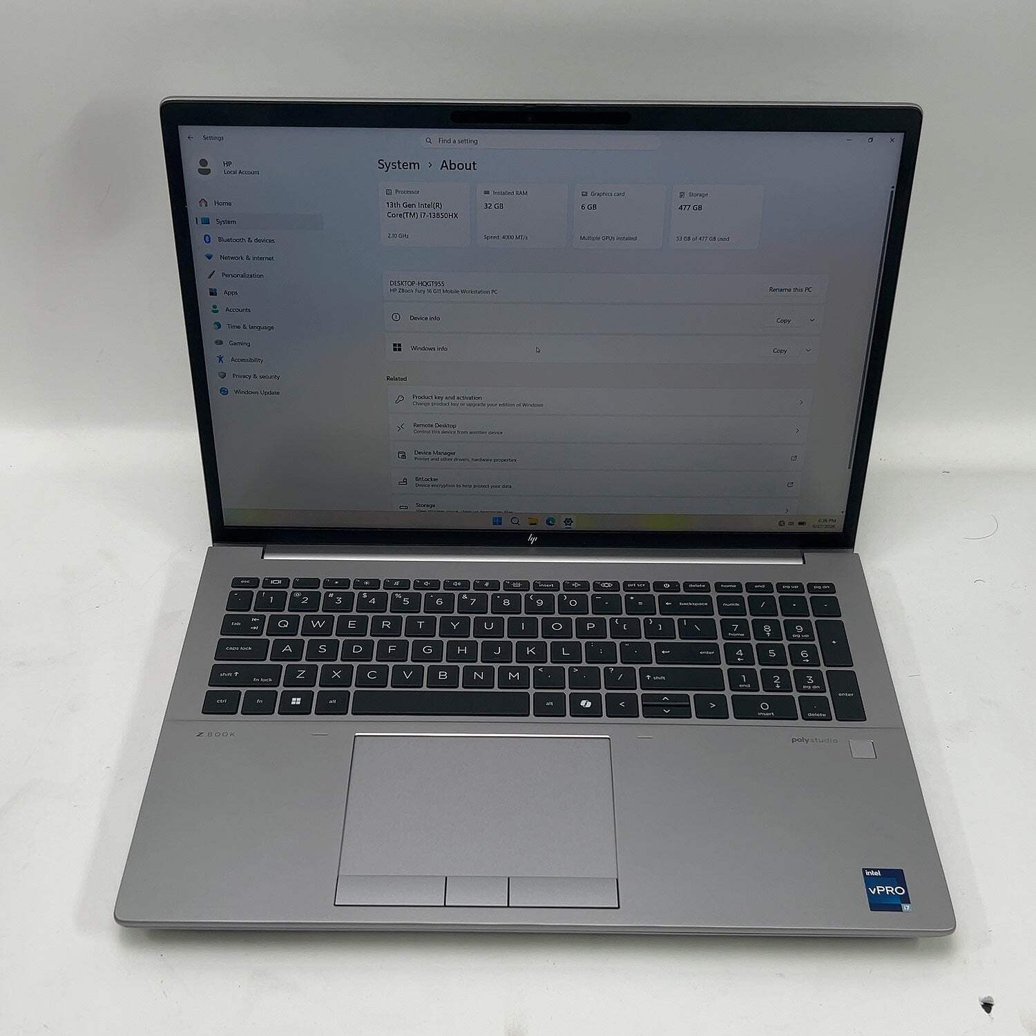 HP ZBook Fury 16 G11 16″ i7-13850HX 2.1GHz 32GB RAM 512GB SSD RTX 1000 Ada