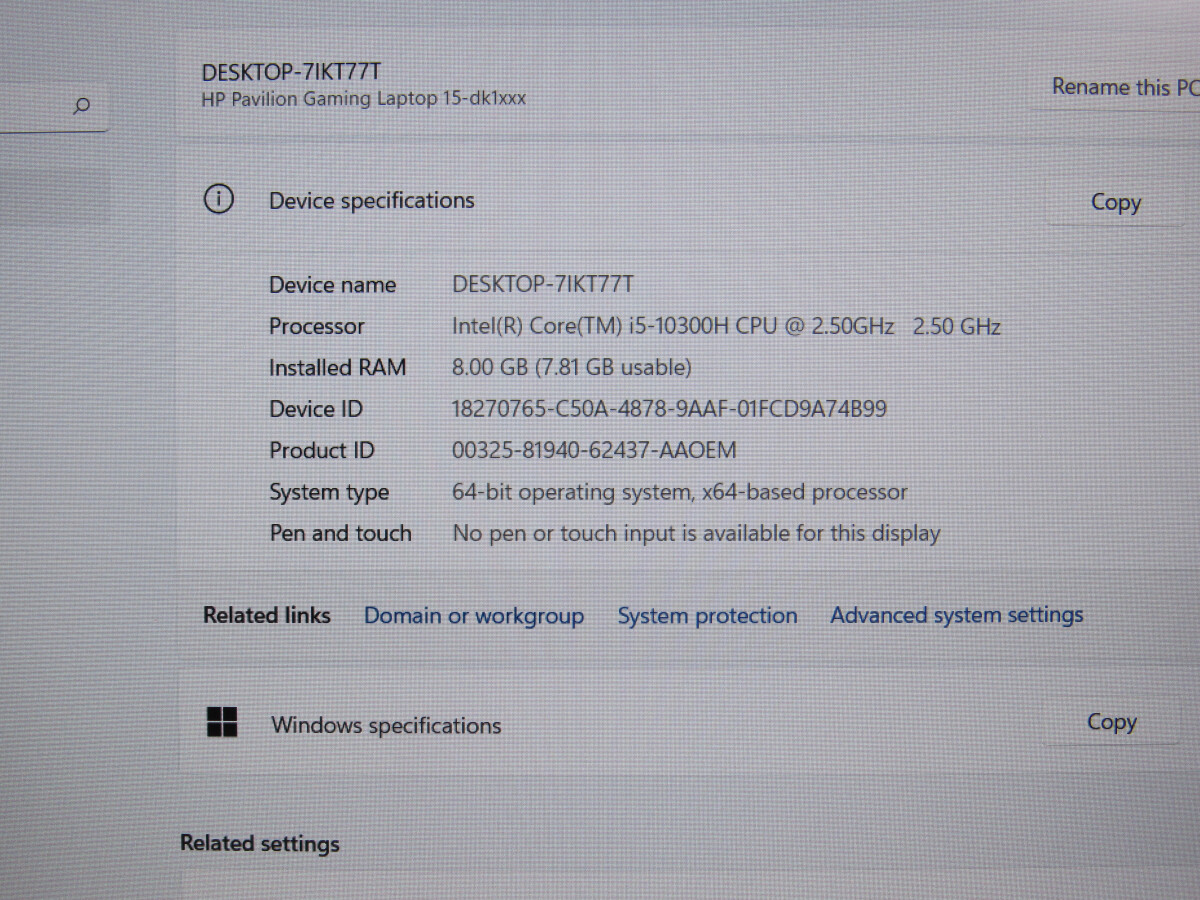 HP Pavilion 15.6″ Gaming Laptop Intel Core i5-10300H 8GB 256GB NVIDIA GTX 1050