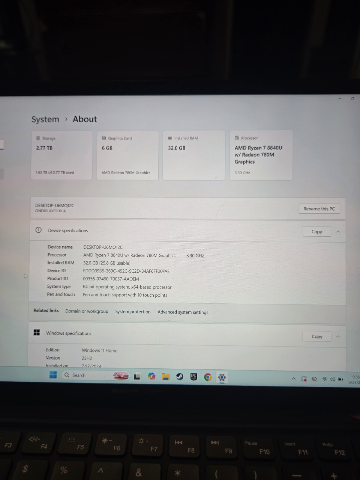 ONEXPLAYER X1 AMD8840U 3 In 1 Laptop, Handheld Gaming, Tablet 32gb Ram, 2tb Nvme