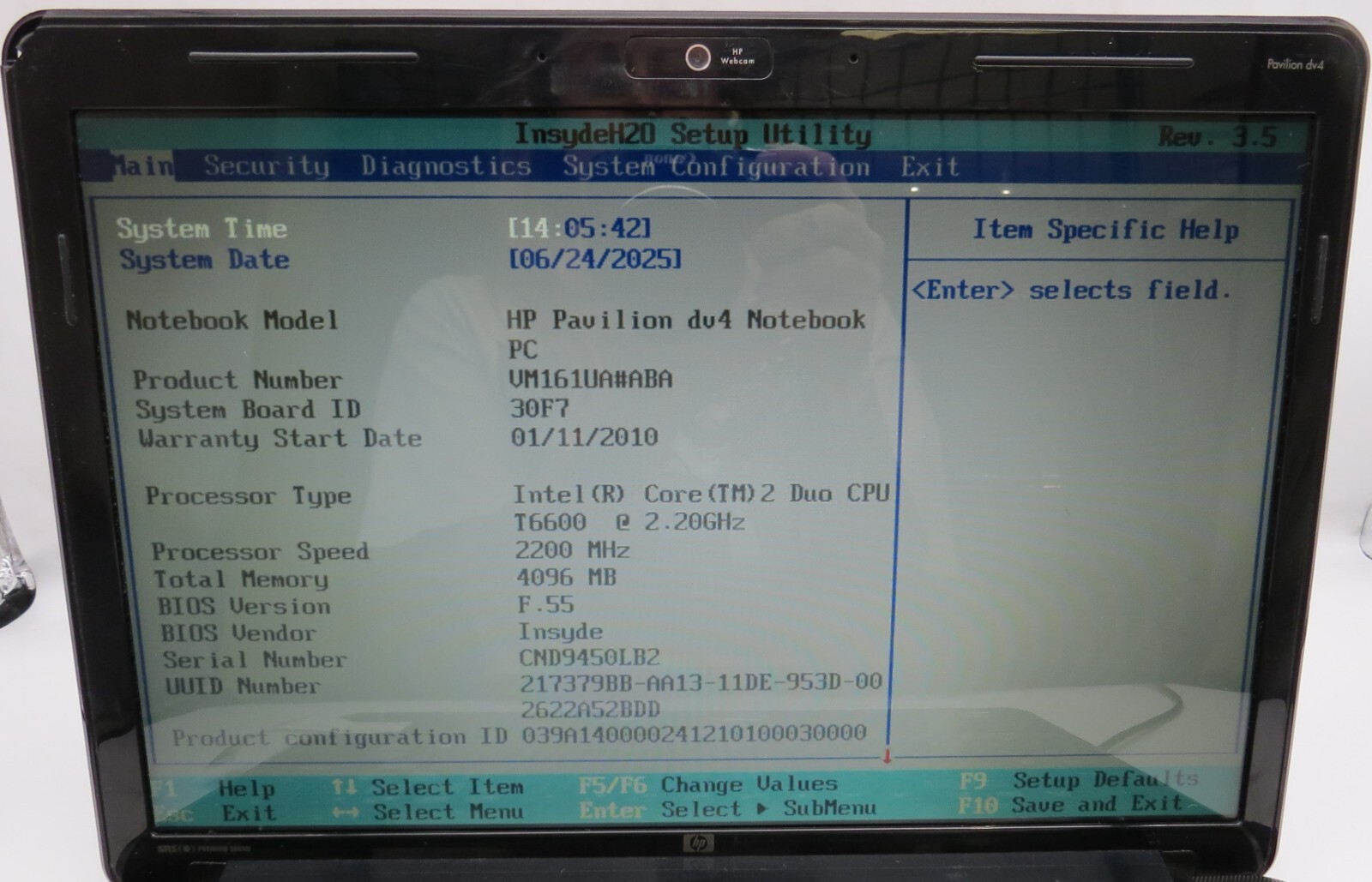 HP Pavilion dv4-14″-2 DUO-T6600@2.20GHz-4GB DDR3 RAM- NO STRG/NO OS *READ*