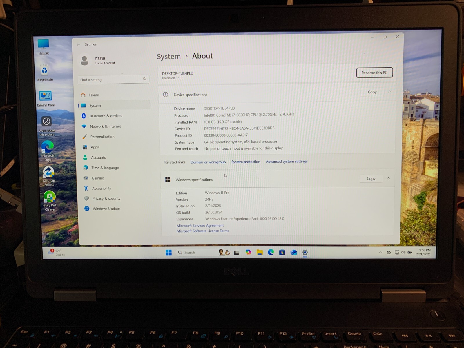 Dell Precision 3510, i7-6820HQ, 12GB-128 NVMe+128GB, AMD R9 M360 Windows 11 Pro