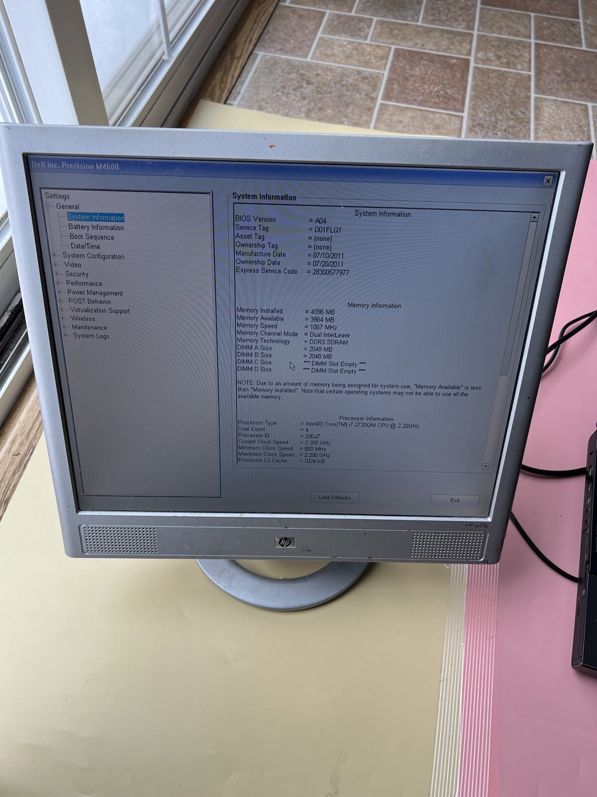 Dell Precision M4600 Core i7-2720QM 4GB RAM 0GB HDD WEBCAM BLUETOOTH 1920×1080