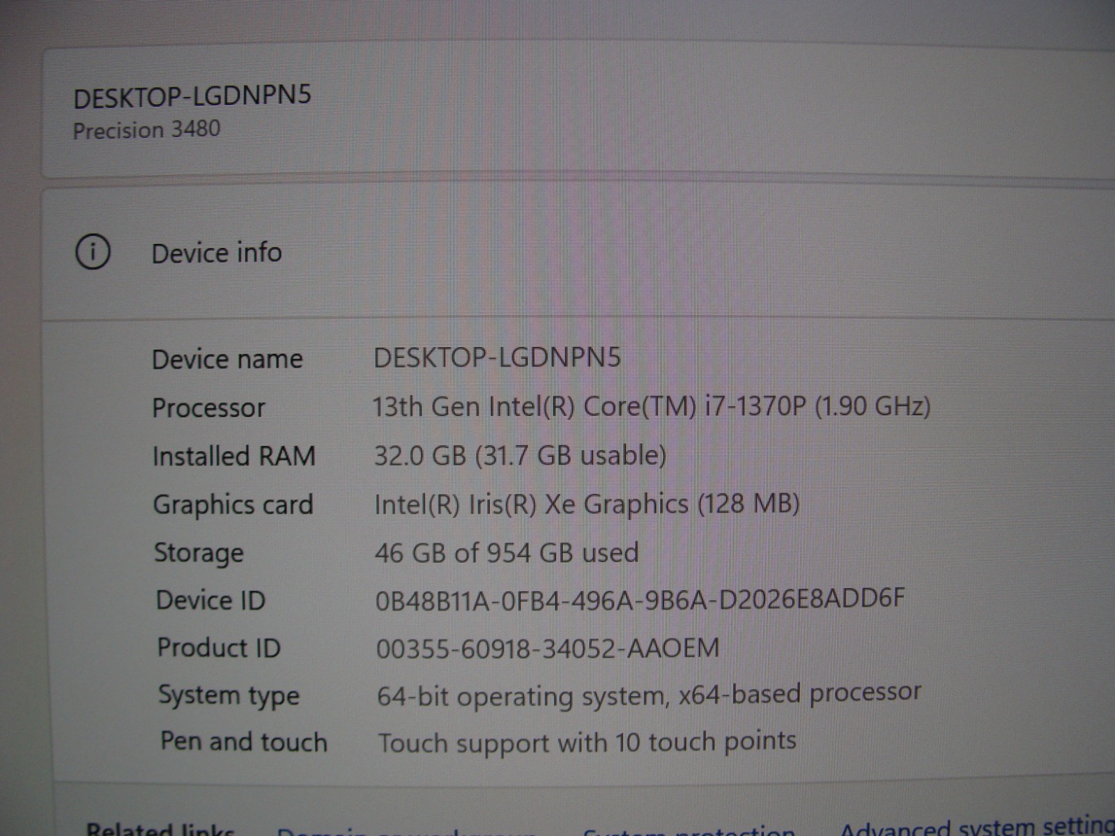 Dell Precision 3480 14″FHD TOUCH i7-1370P max 5.2GHz 32GB 1TB Warranty 05/ 2027