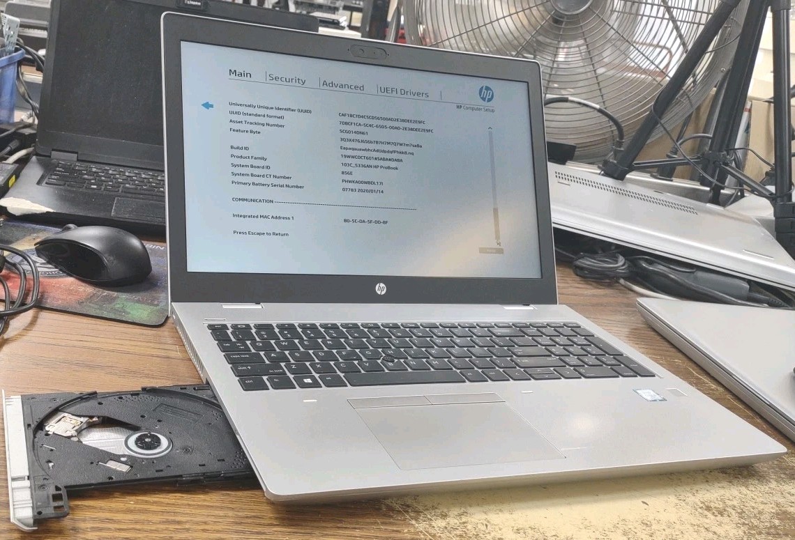HP ProBook 650 G5 15.6″ W/ Intel i5-8365U @ 1.6GHz, 8GB, 256GB.