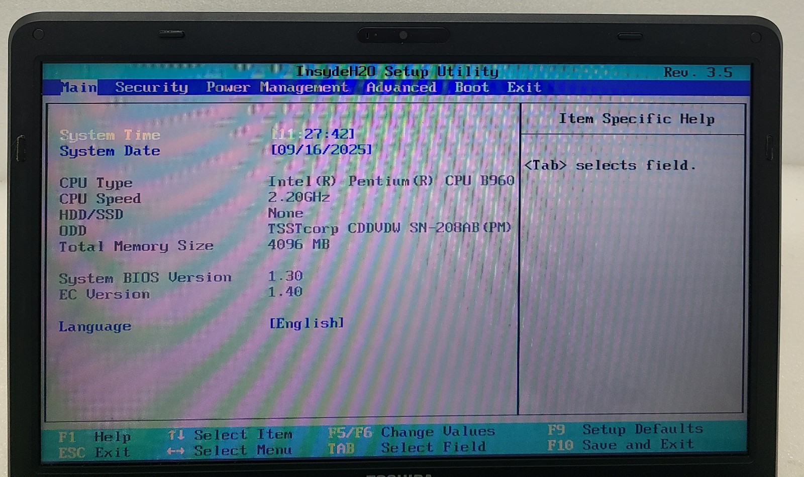 Toshiba Satellite C655 15.6″ Laptop Intel Pentium B960 4GB Ram NO HD/OS (FL)